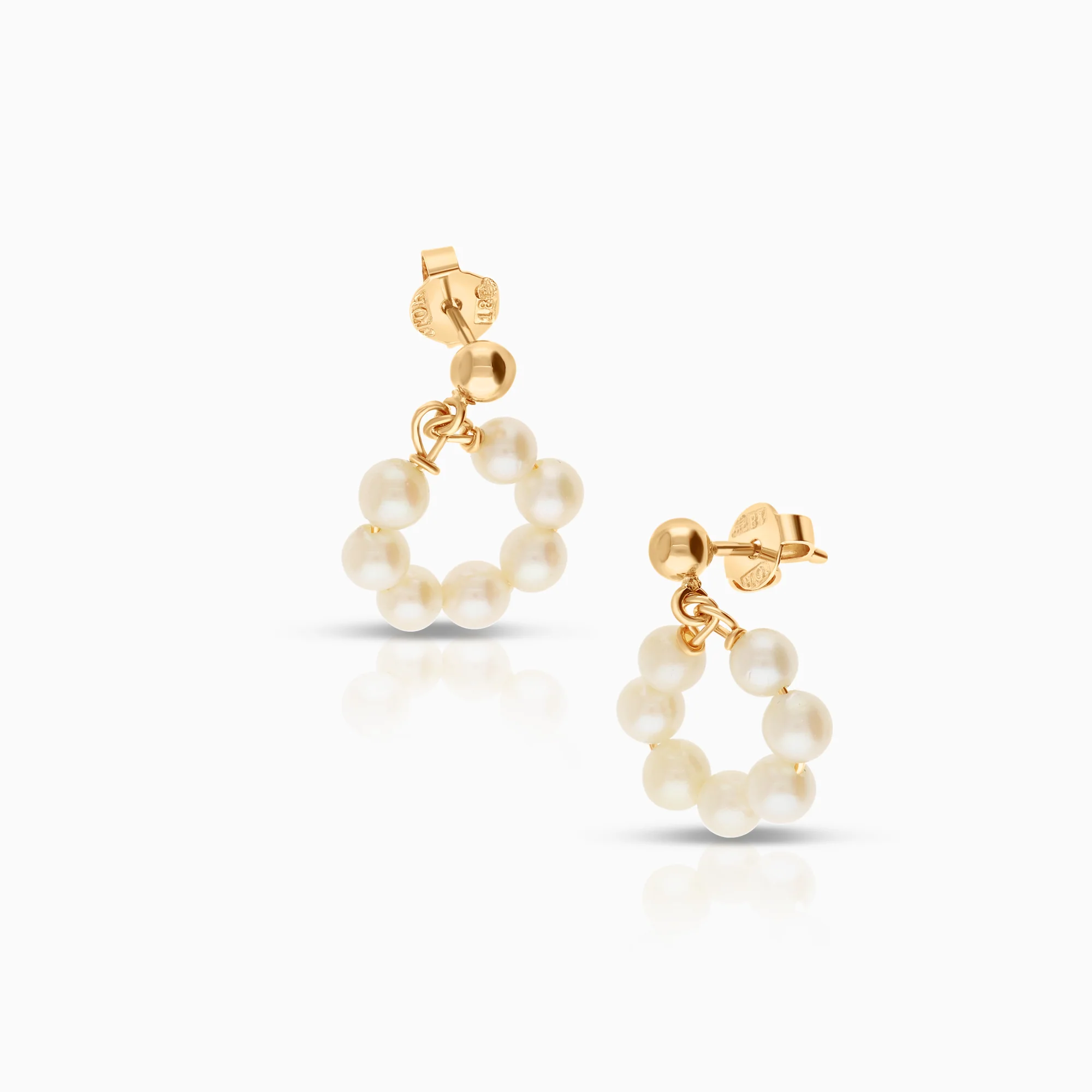 Pearl earrings with cultured freshwater pearls 1.46g 18K gold - Image 2