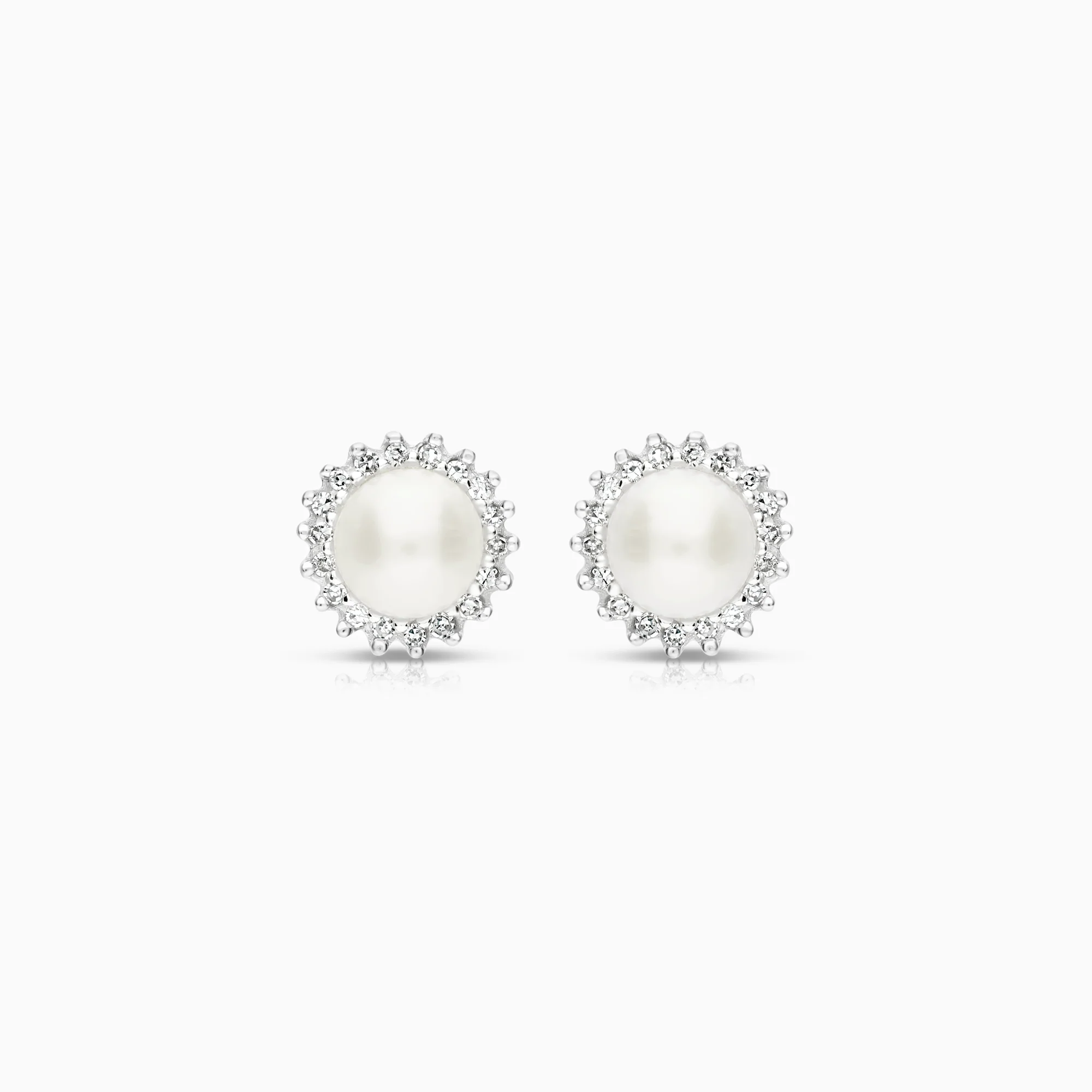 Pearl earrings cultured freshwater pearls 2.02g 18K white gold