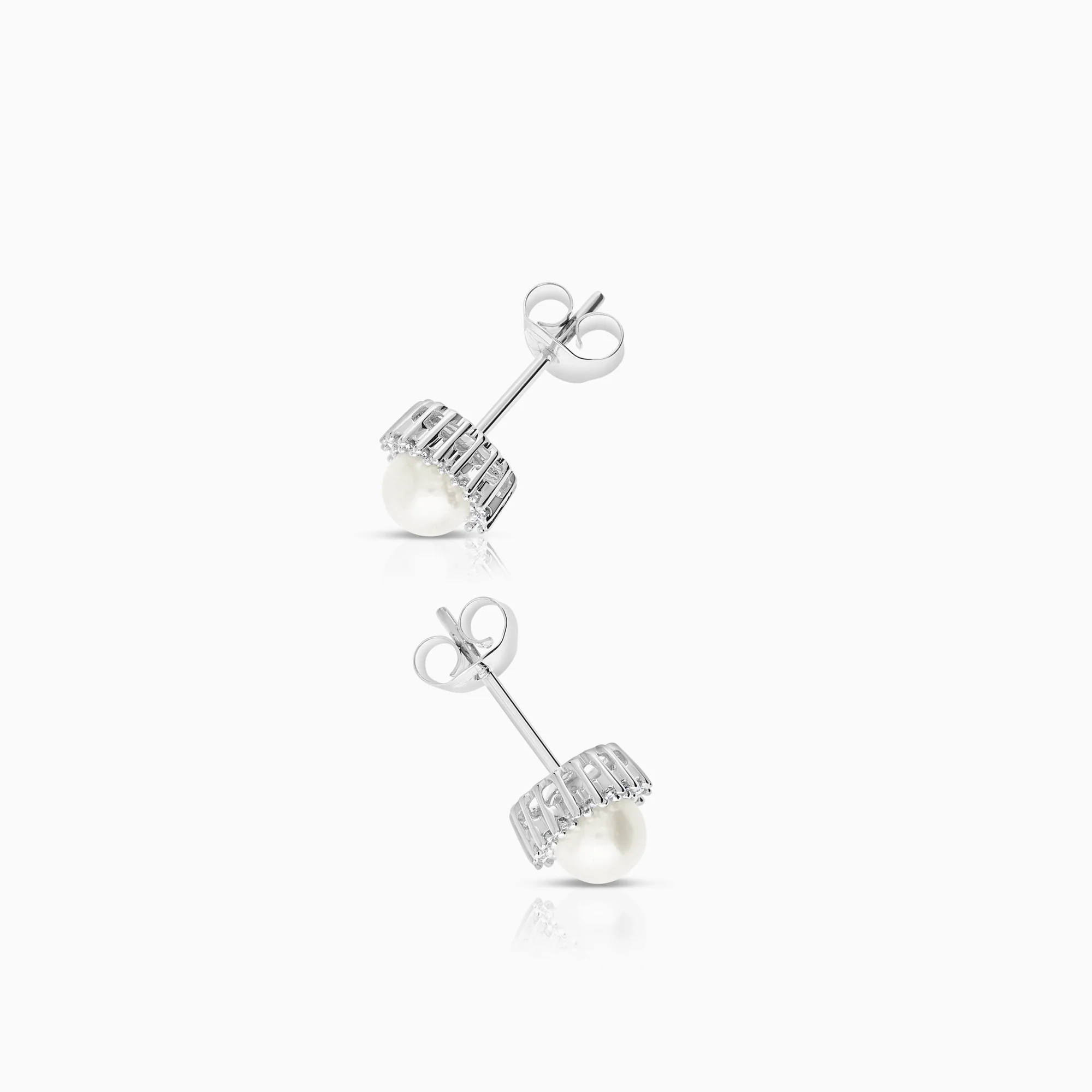Pearl earrings cultured freshwater pearls 2.02g 18K white gold - Image 2
