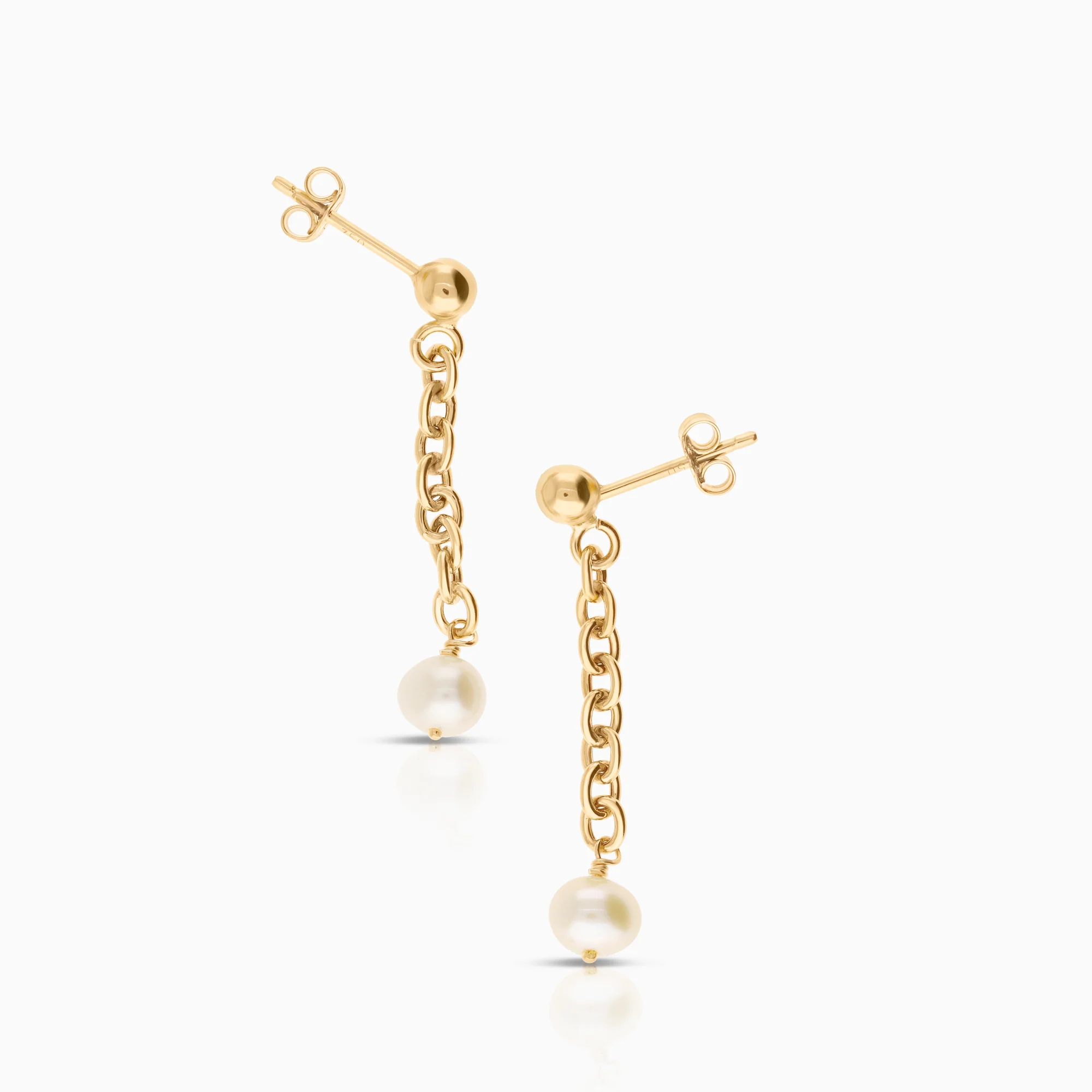Pearl earrings with cultured freshwater pearls, 2.15g, 18K gold - Image 2