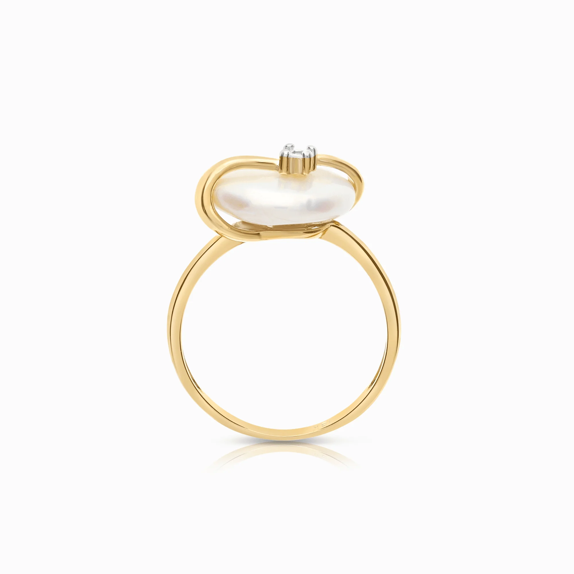 Pearl ring with diamond 0.005ct 18K gold - Image 2