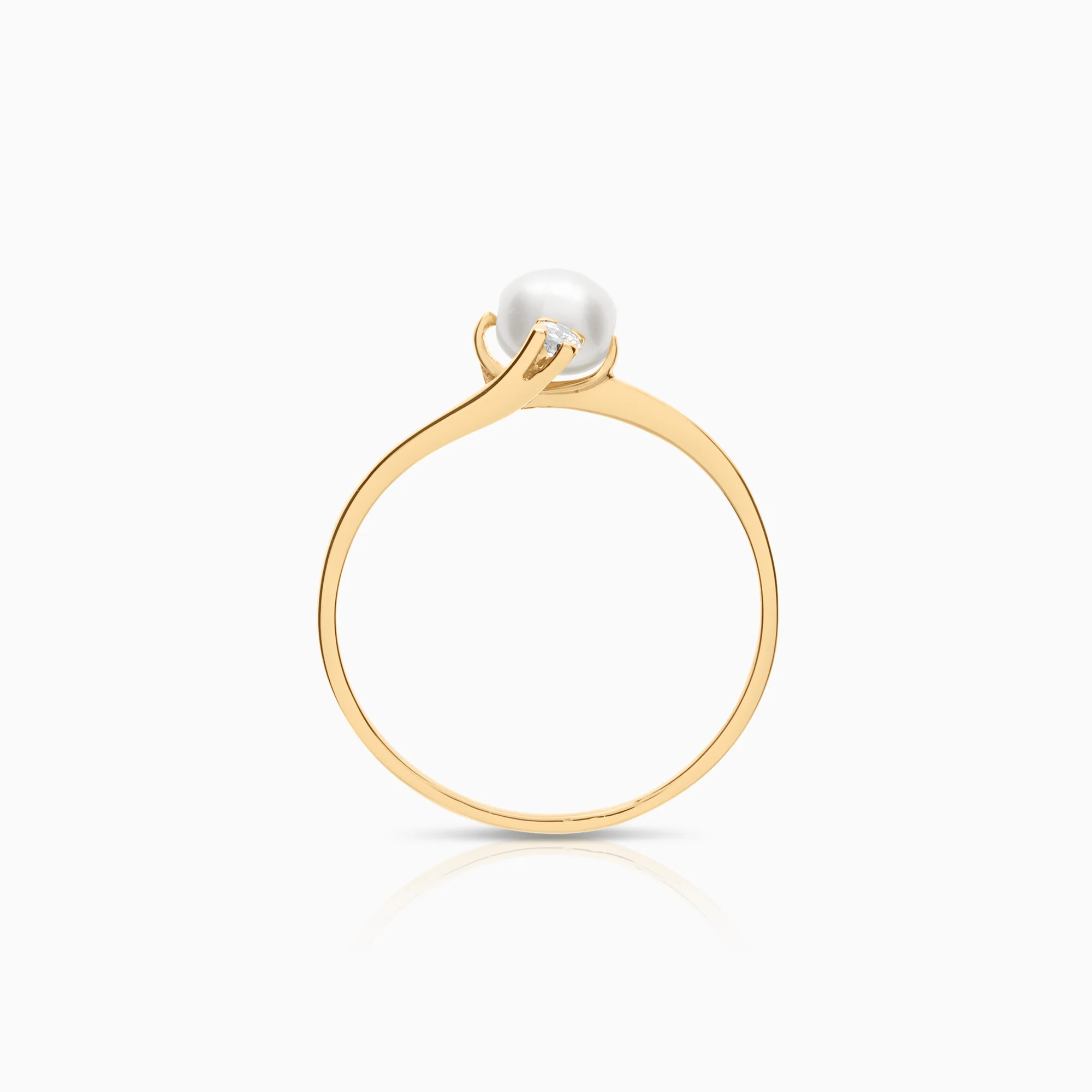 Ring diamond and cultured freshwater pearl 1.32g 18K gold - Image 2