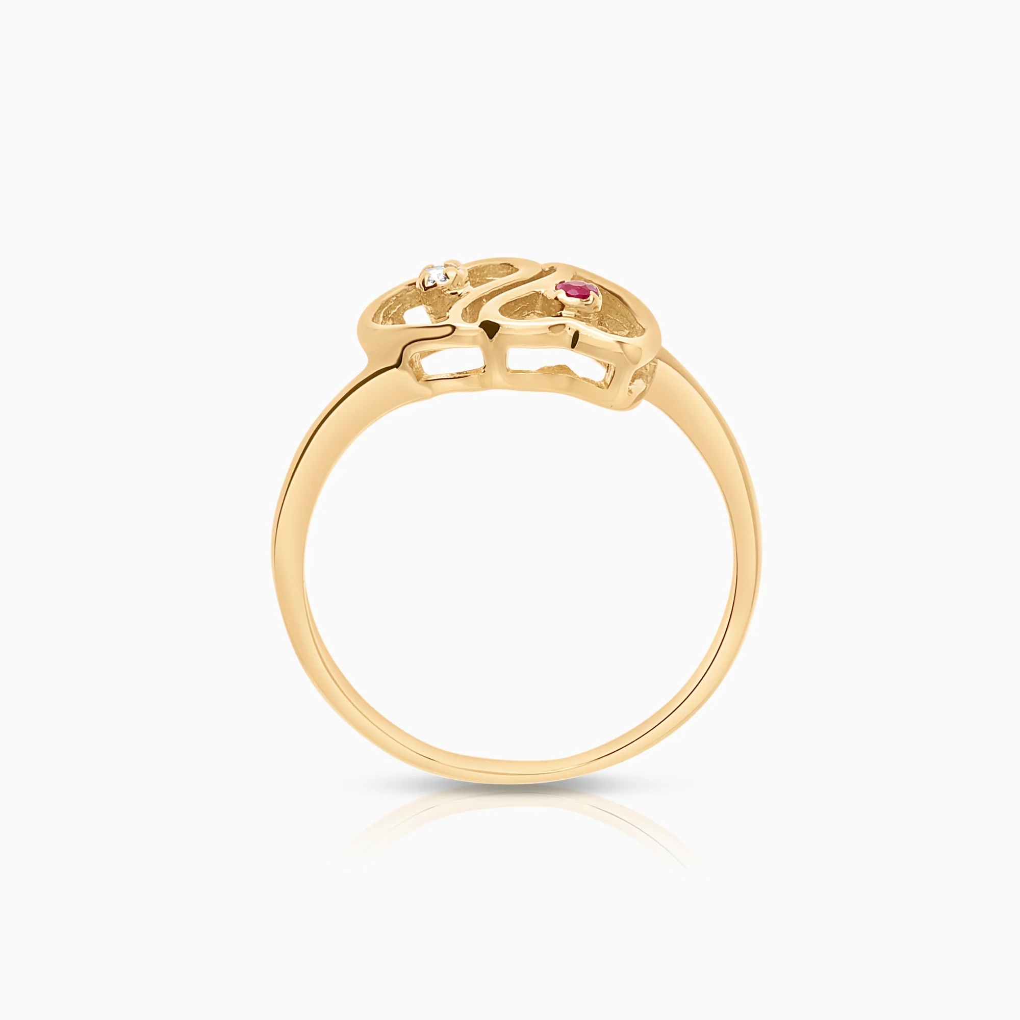 Heart ring with ruby and diamond 0.01ct 2.16g 18K gold - Image 2