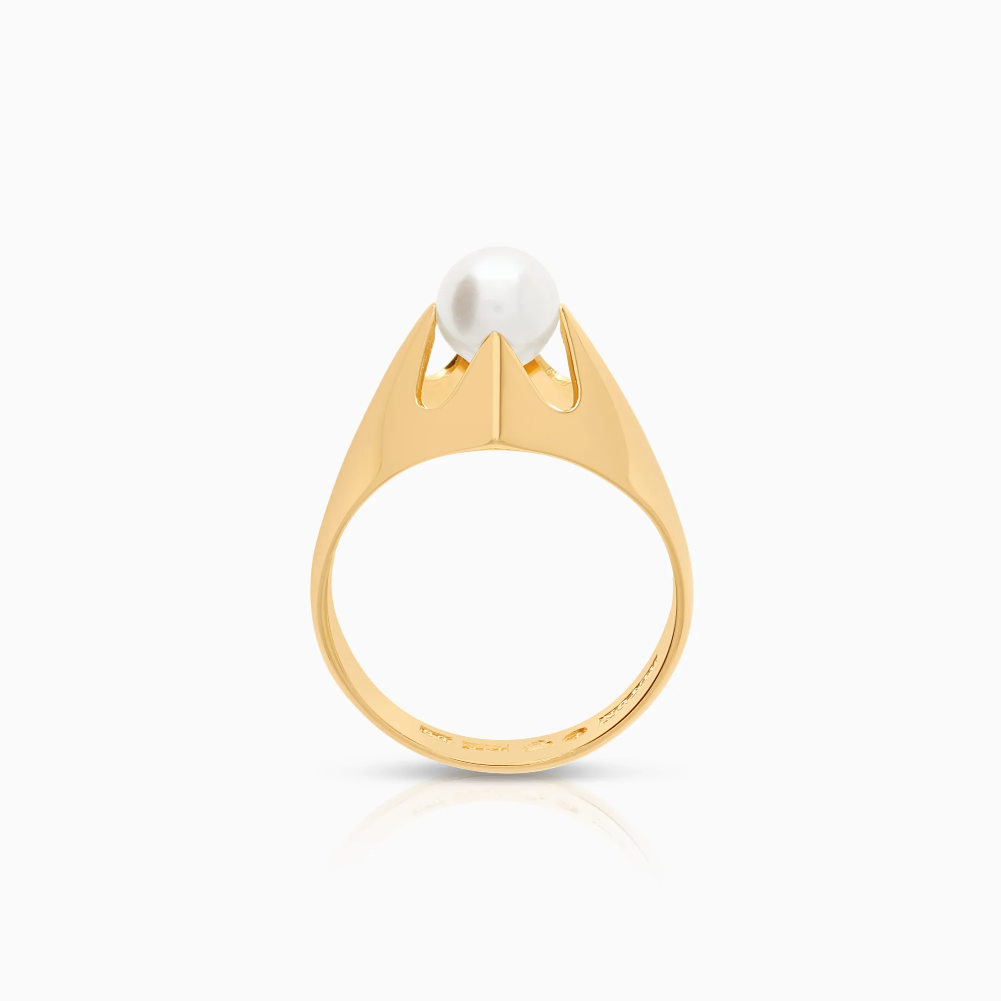 Ring with cultured saltwater pearl 4.29g 18K gold - Image 2