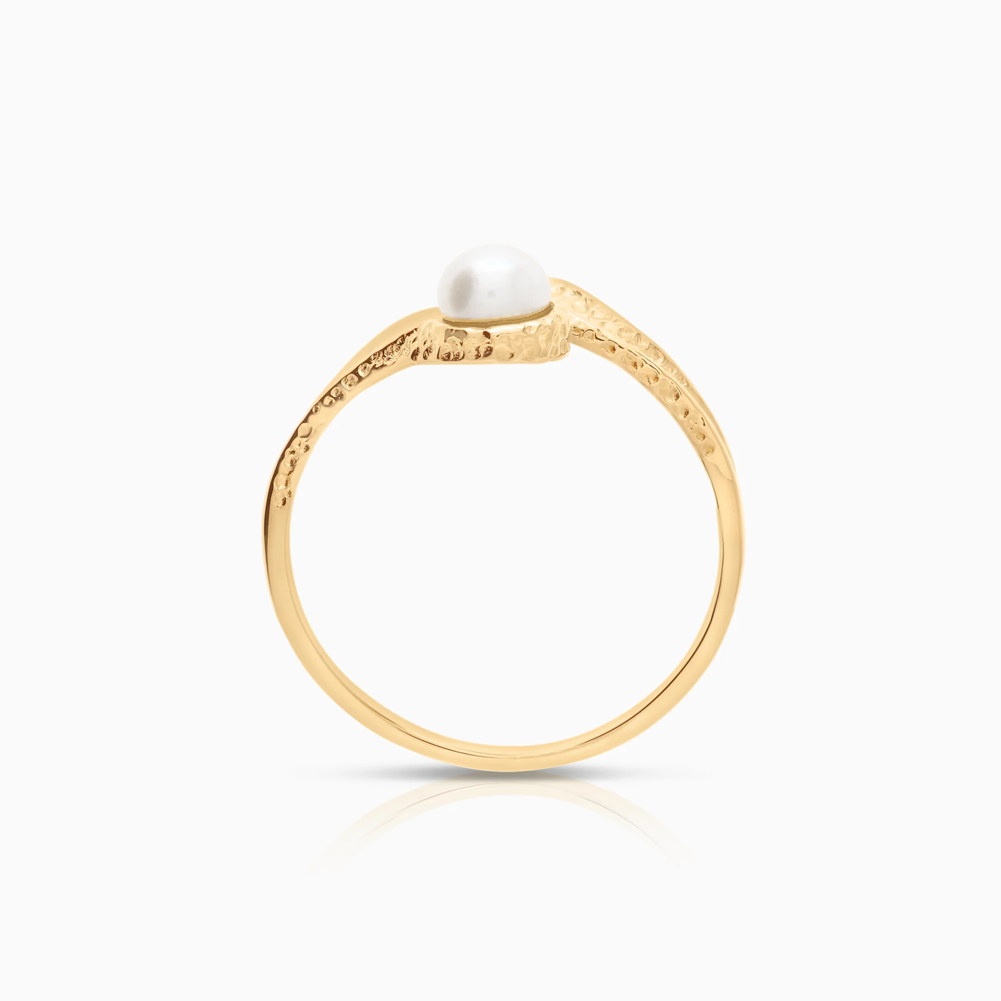 Ring with cultured freshwater pearl 2.13 g 18K gold - Image 2