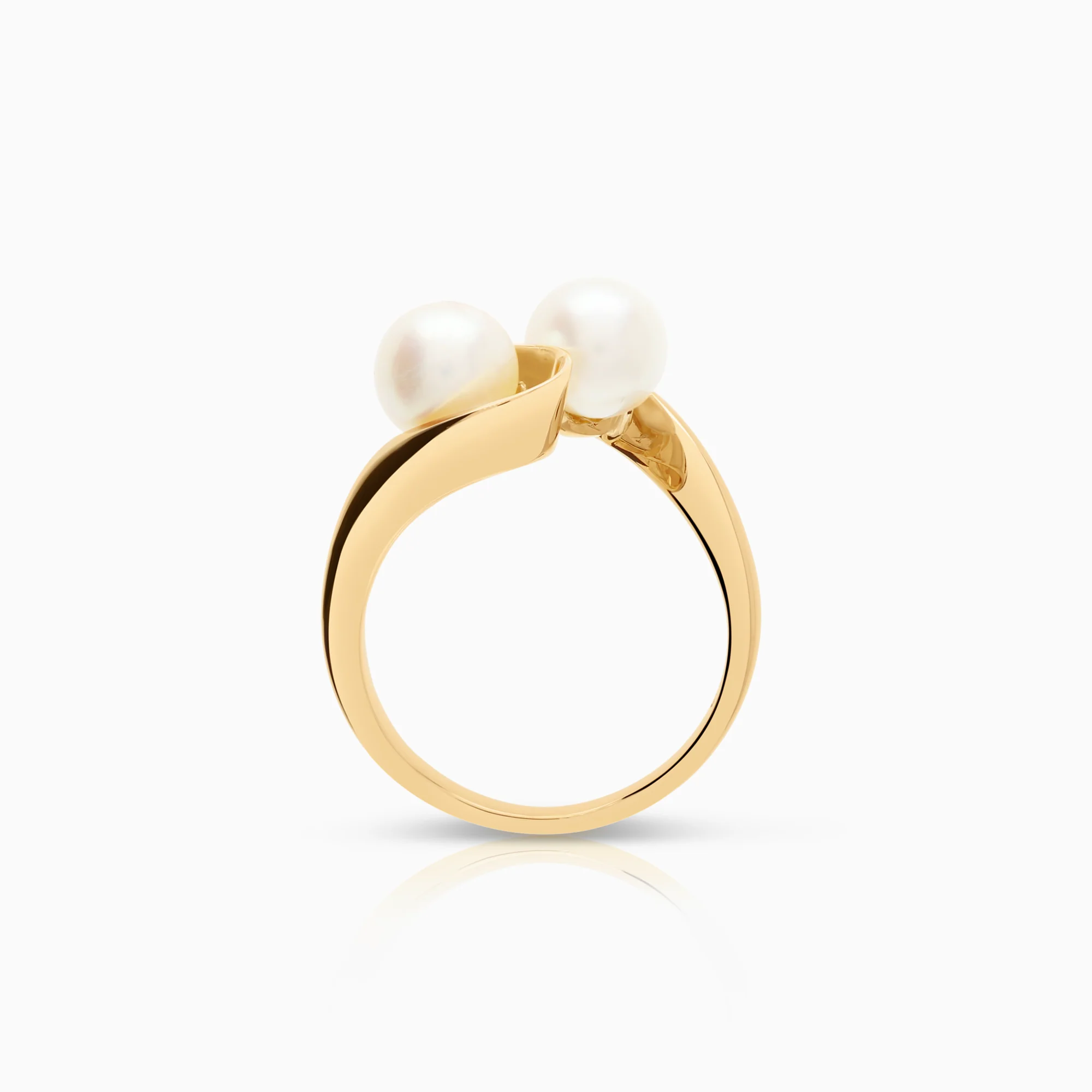 Ring with cultured freshwater pearls 3.97g 14K gold - Image 2