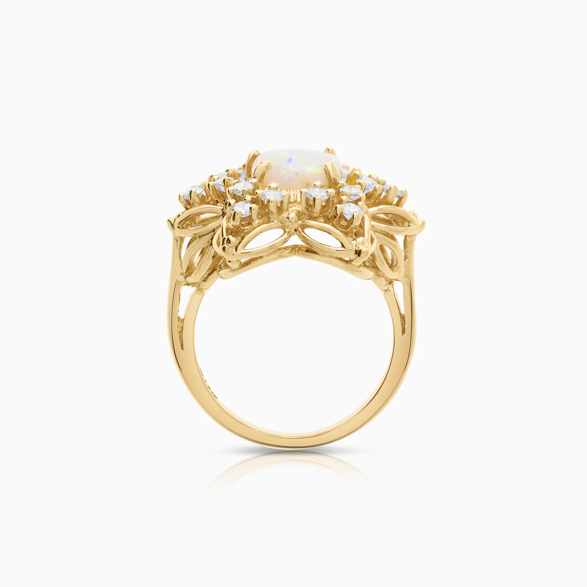Diamond ring with opal 0.54ct 7.66g 14K gold - Image 2