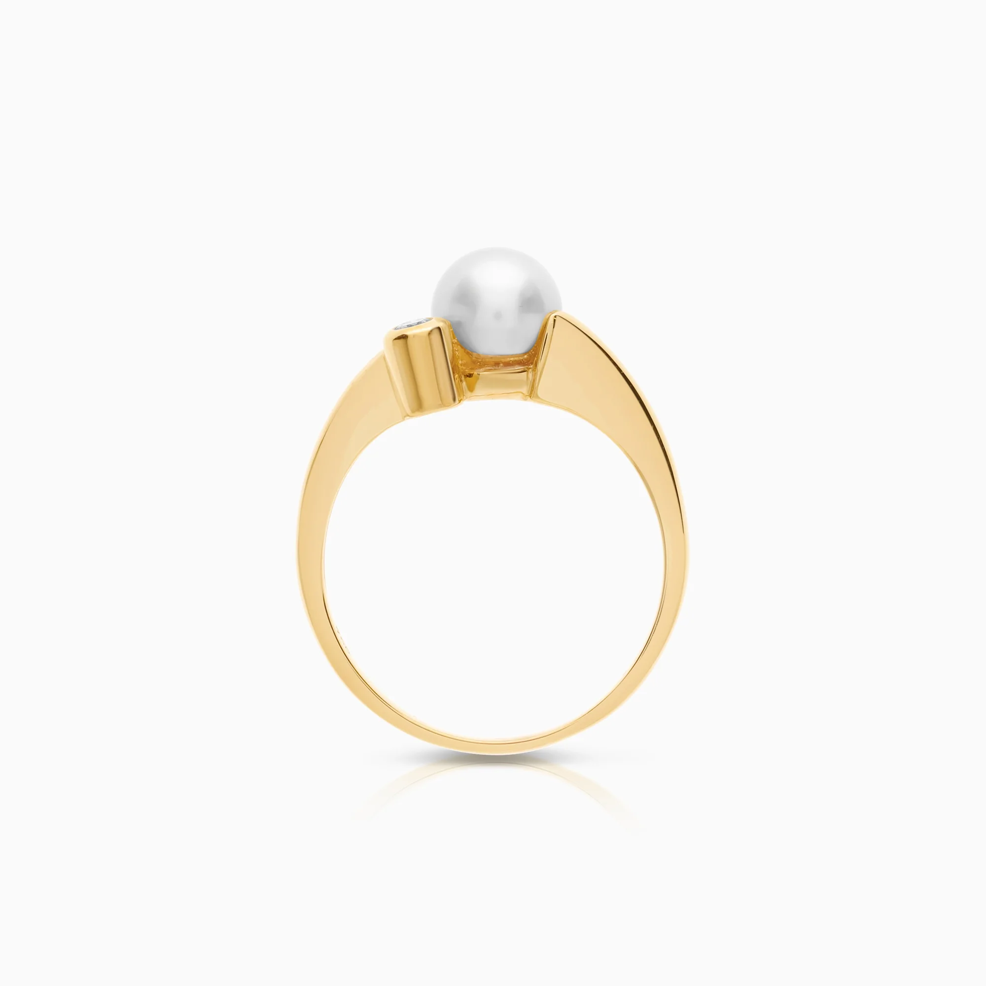 Ring with pearl and diamond 0.04ct 18K gold - Image 2