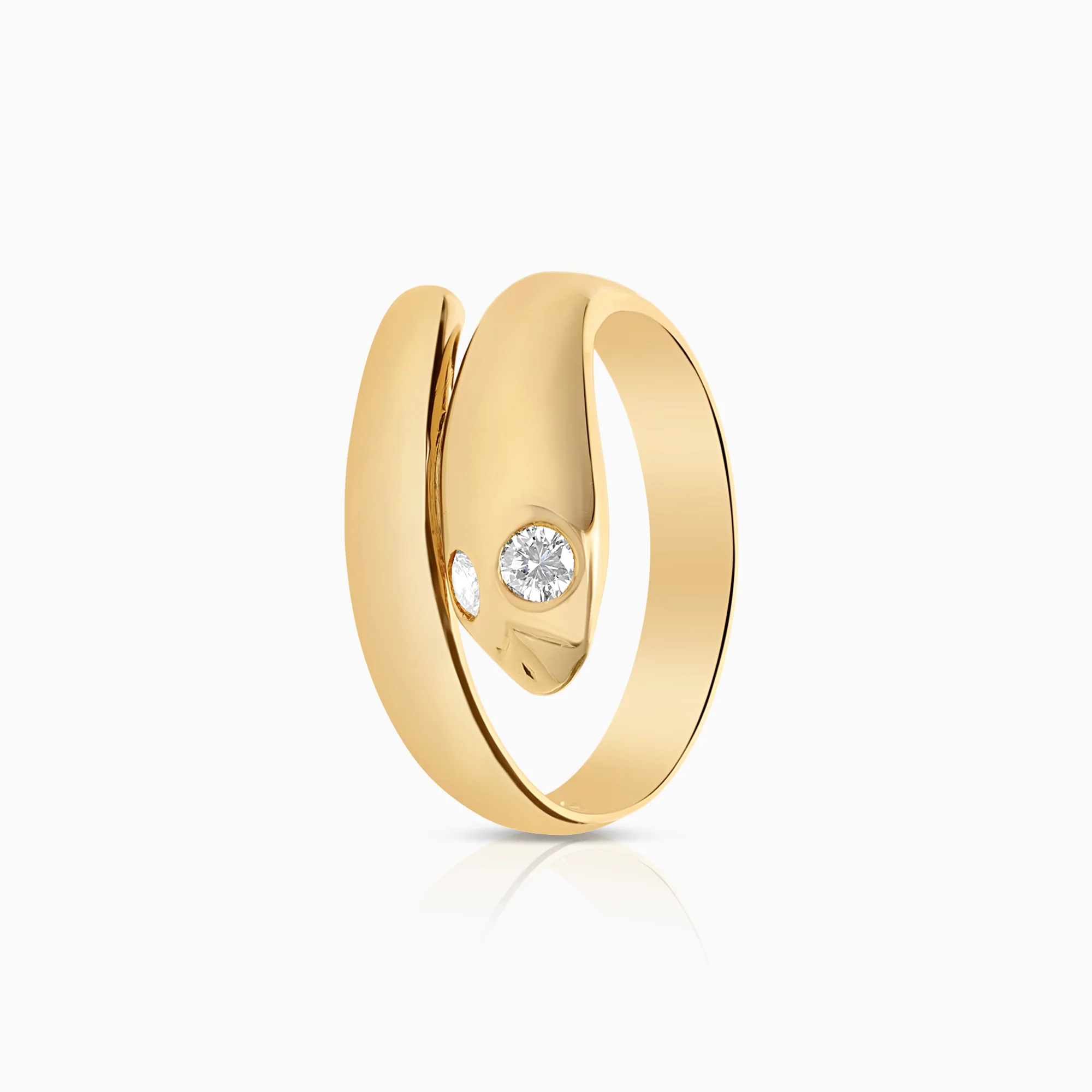 Ring with snake motif and diamonds 0.20ct 18K gold