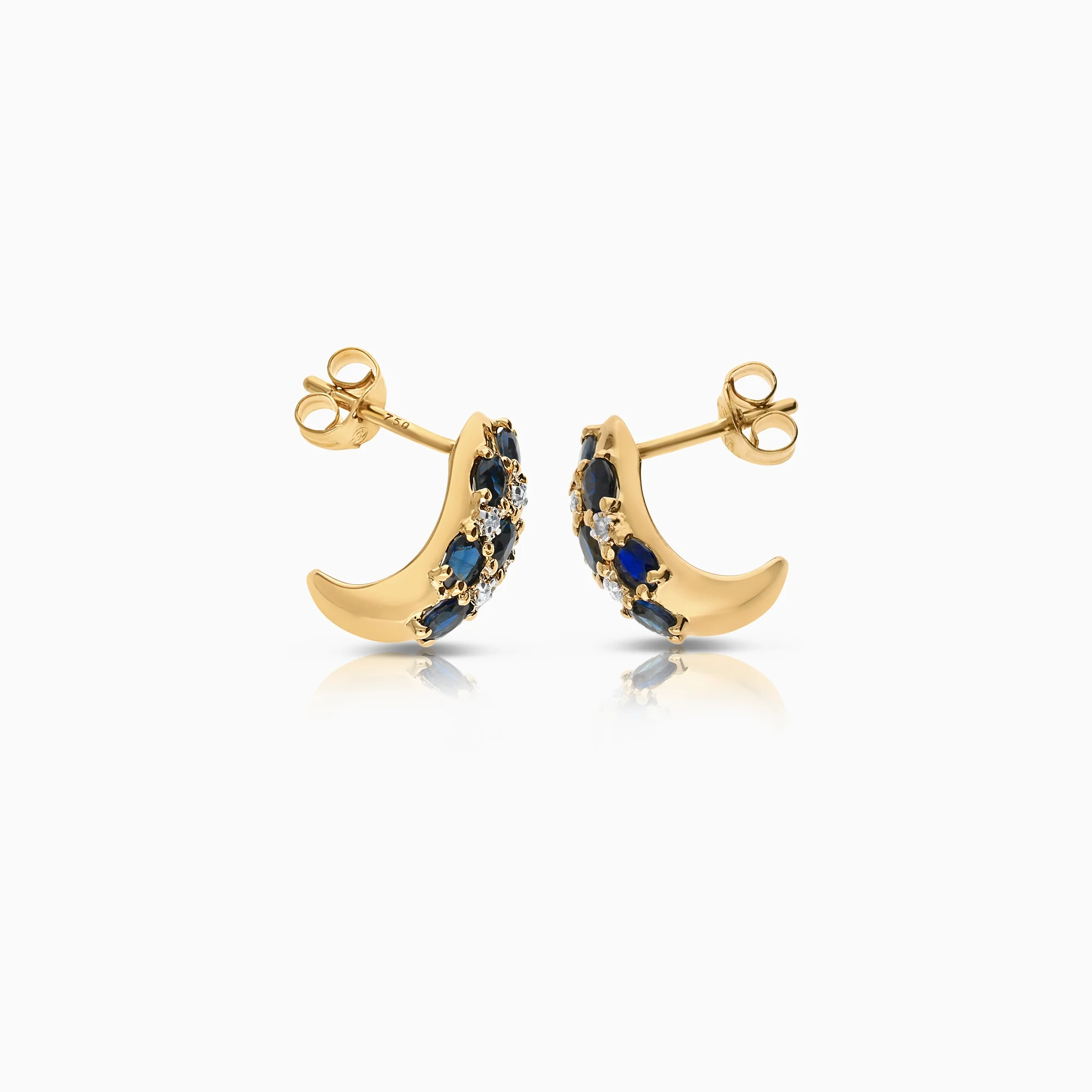 Sapphire earrings with diamonds 0.04ct 18K gold - Image 2