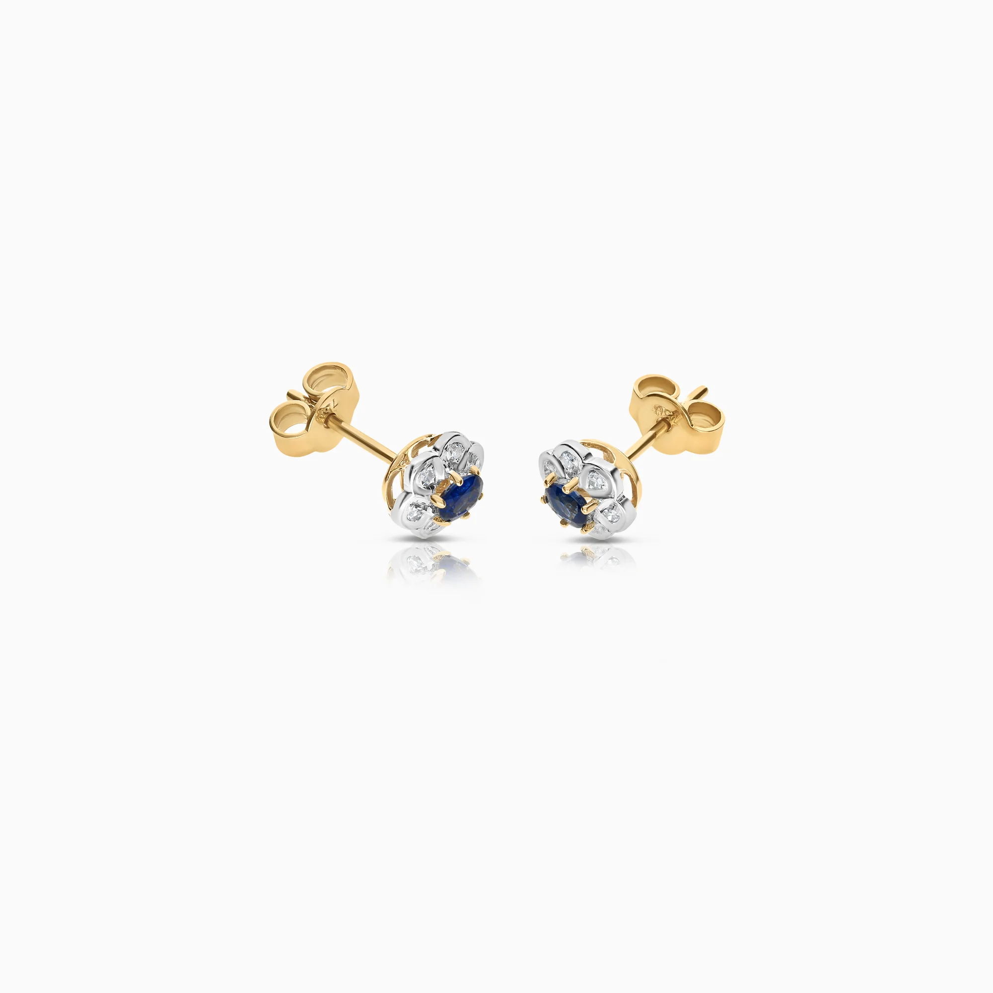 Sapphire earrings with diamonds 0.12ct 18K gold - Image 2