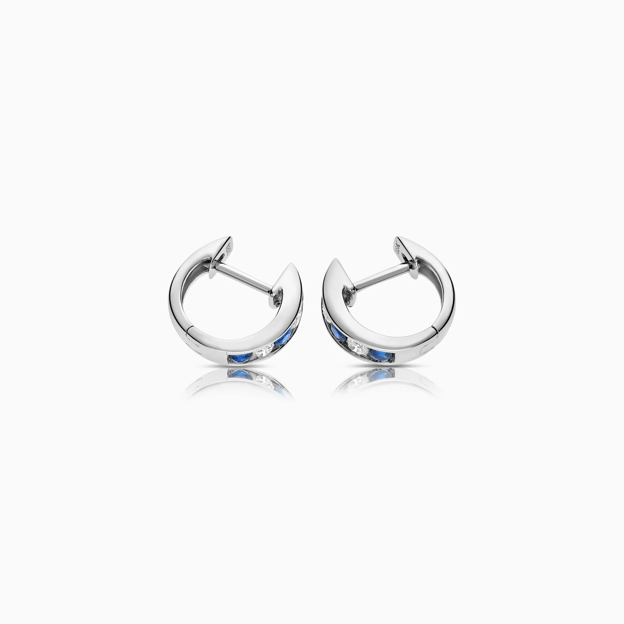 Sapphire earrings with diamonds 0.16ct 18K white gold - Image 2