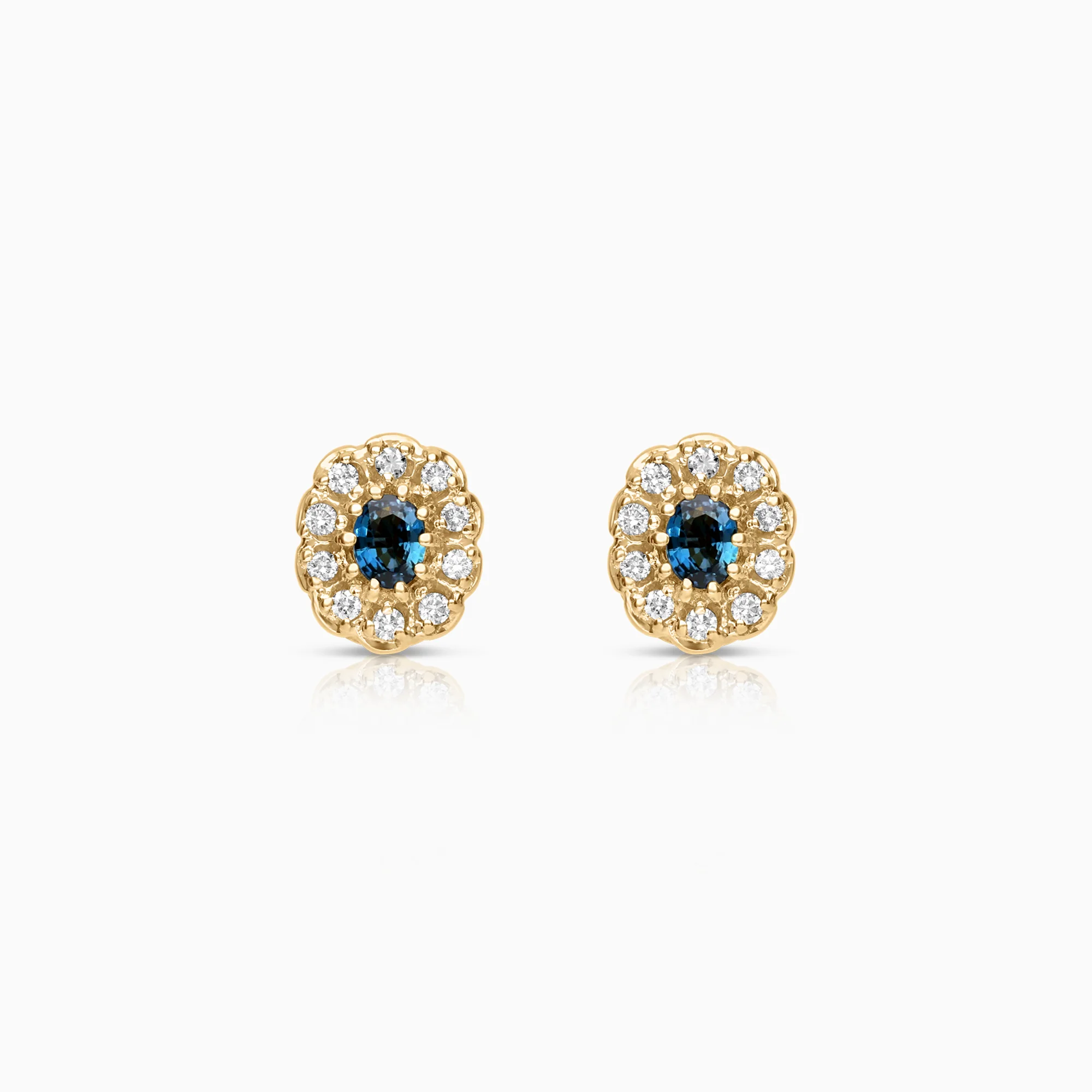 Sapphire Earrings with Diamonds 0.20ct 18K Gold