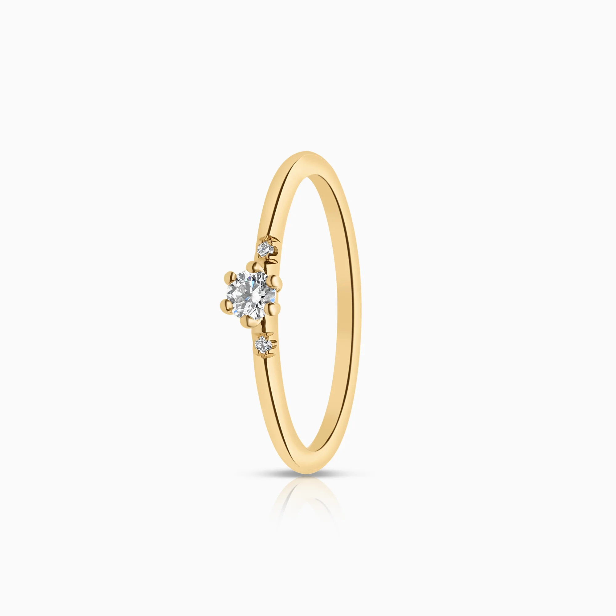 Side stone ring 0.11ct 18K gold