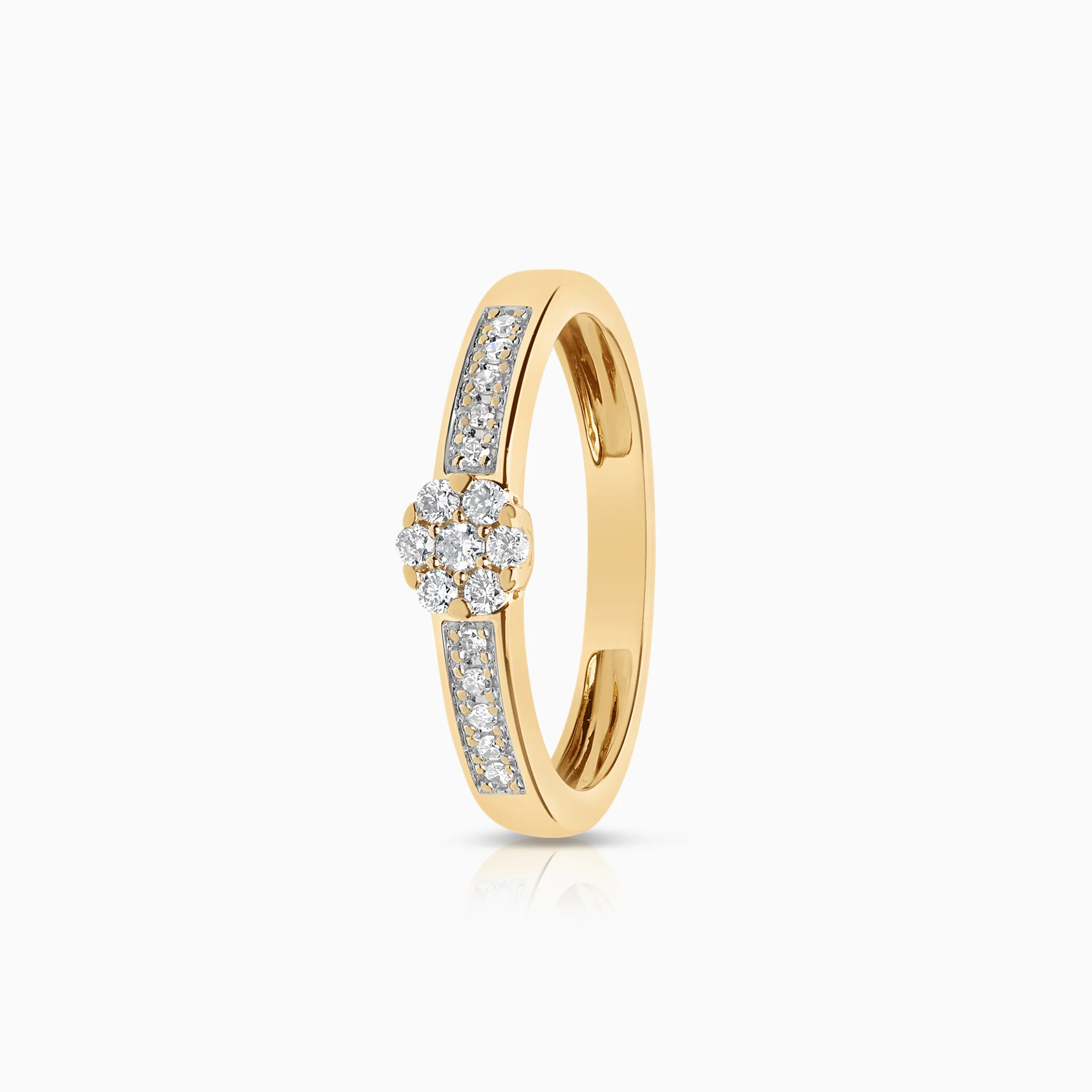 Side stone ring 0.14ct 18K gold