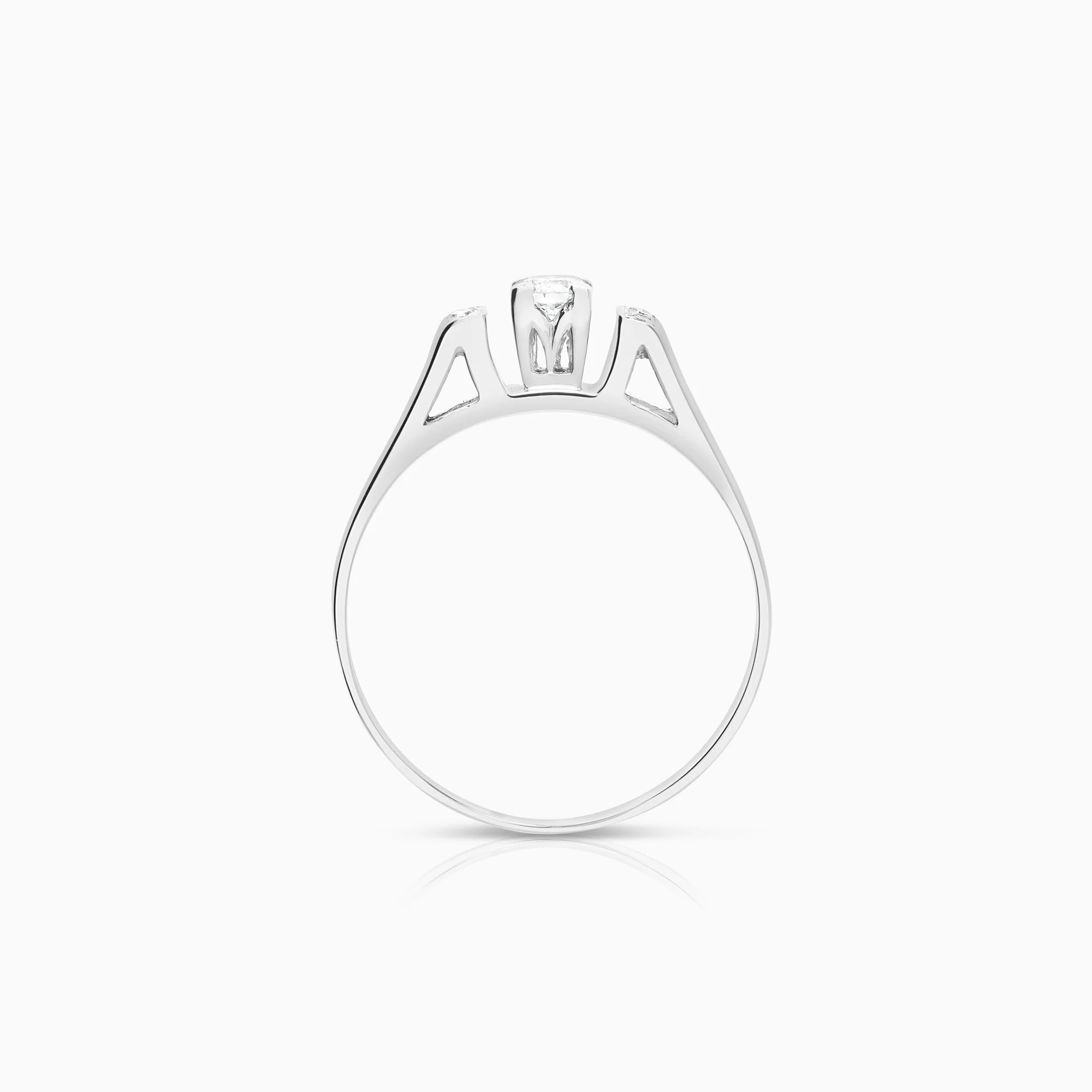 Side stone ring 0.17ct 18K white gold - Image 2