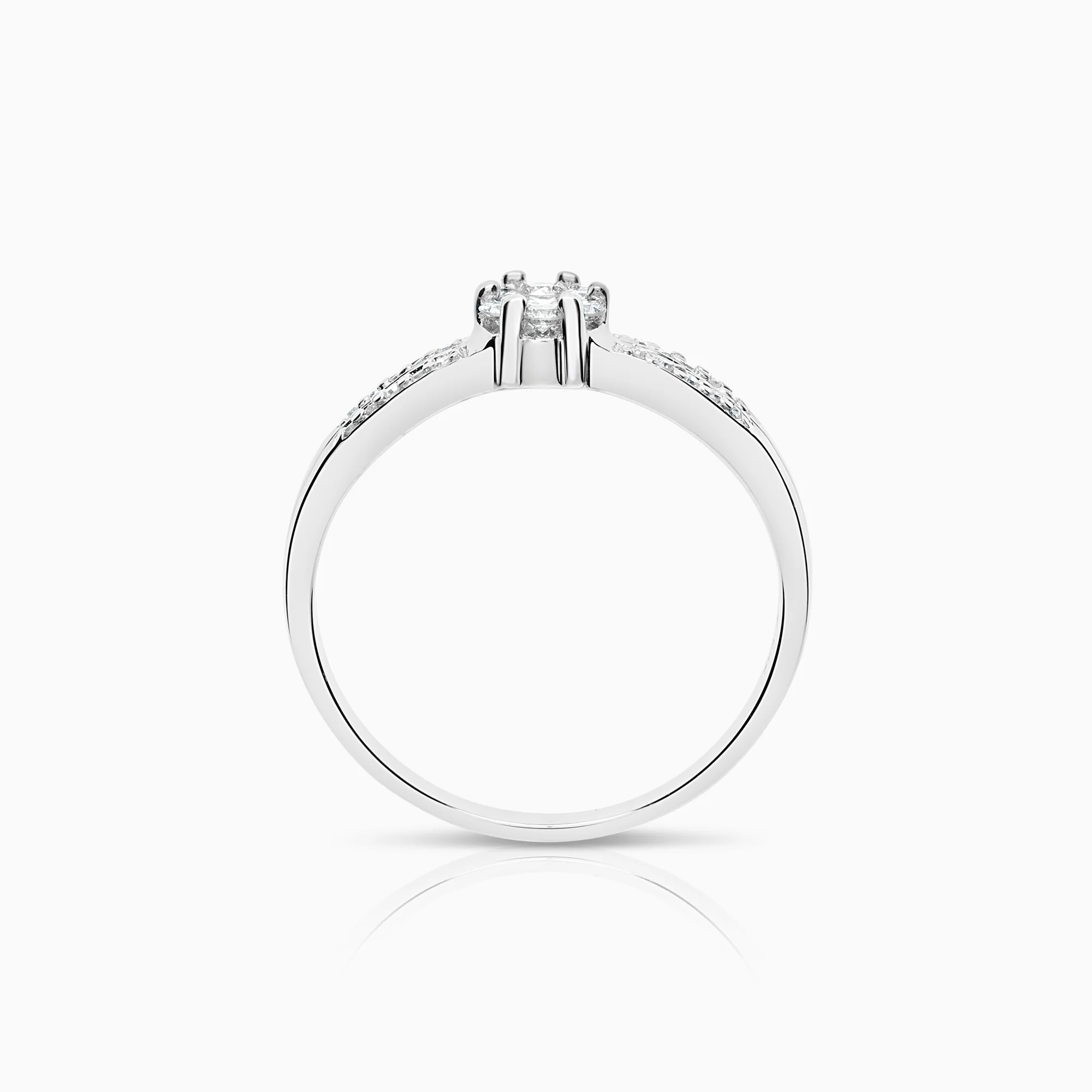 Side stone ring 0.24ct 18K white gold - Image 2