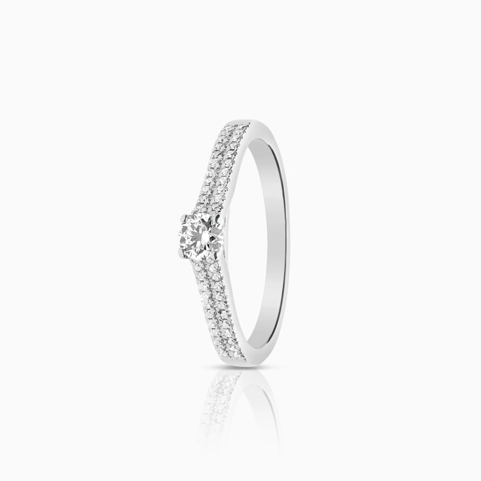 Side stone ring 0.35ct 18K white gold