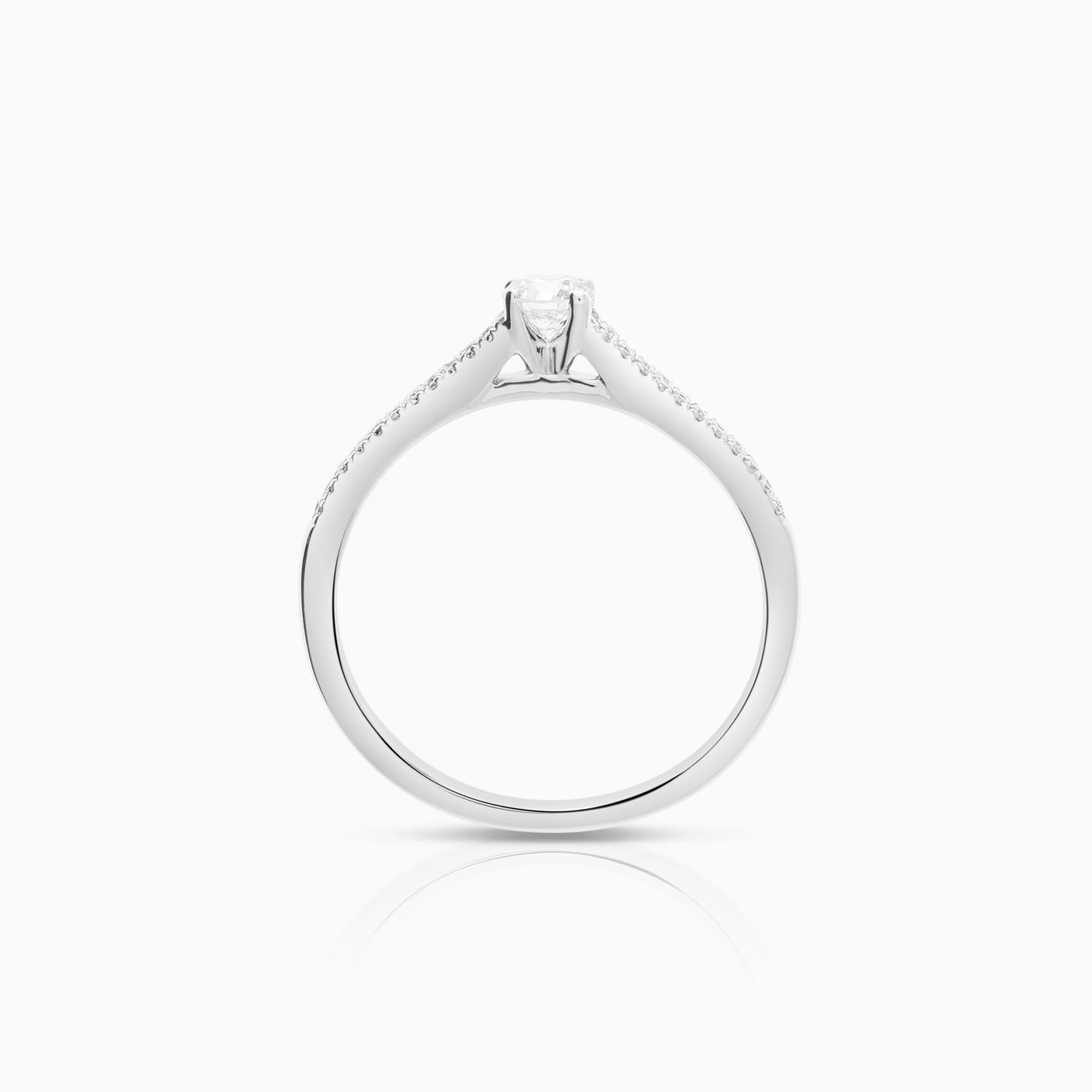 Side stone ring 0.35ct 18K white gold - Image 2