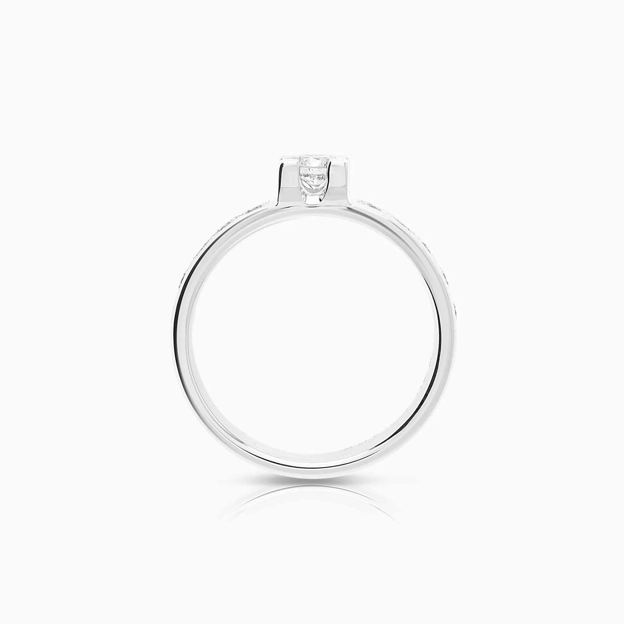 Side stone ring 0.47ct 18K white gold - Image 2