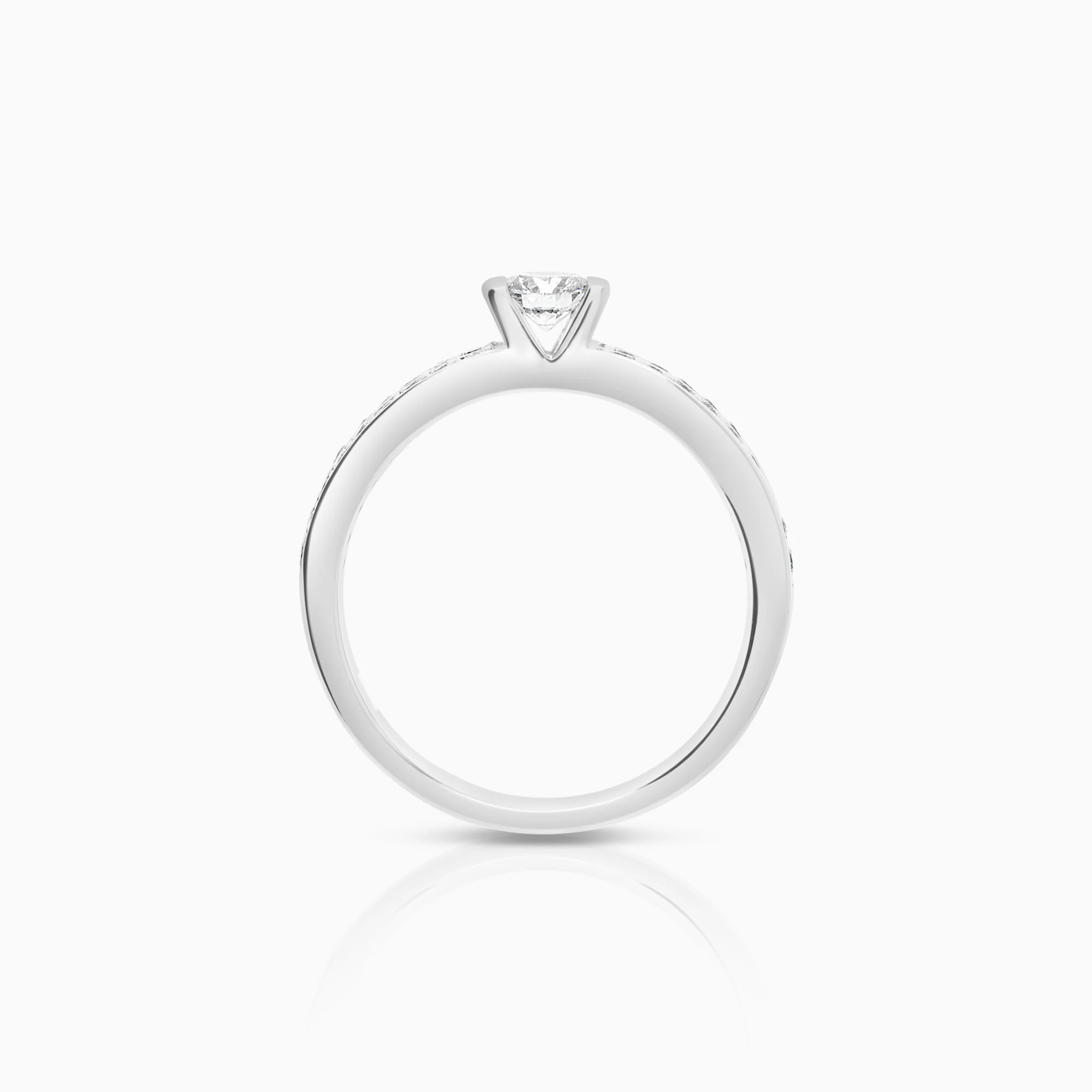 Side stone ring 0.50ct 18K white gold - Image 2