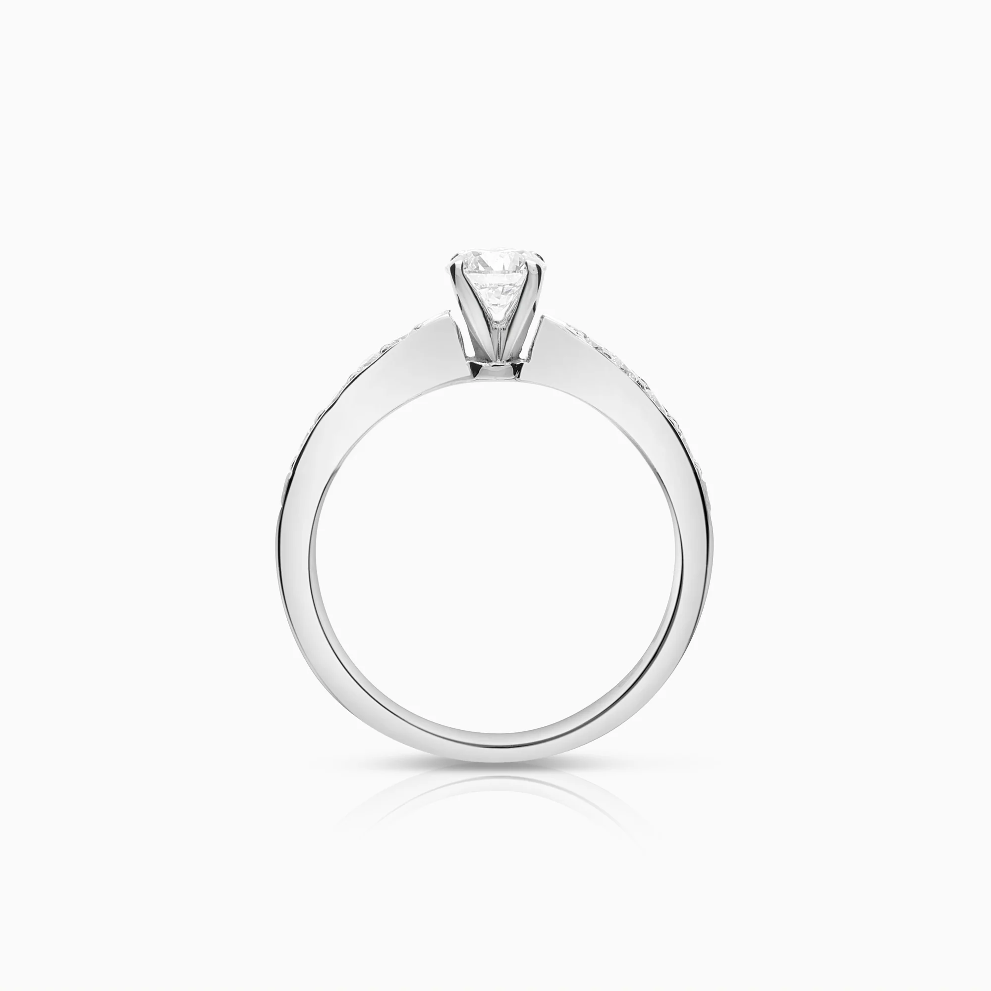 Side stone ring 0.64ct 18K white gold - Image 2