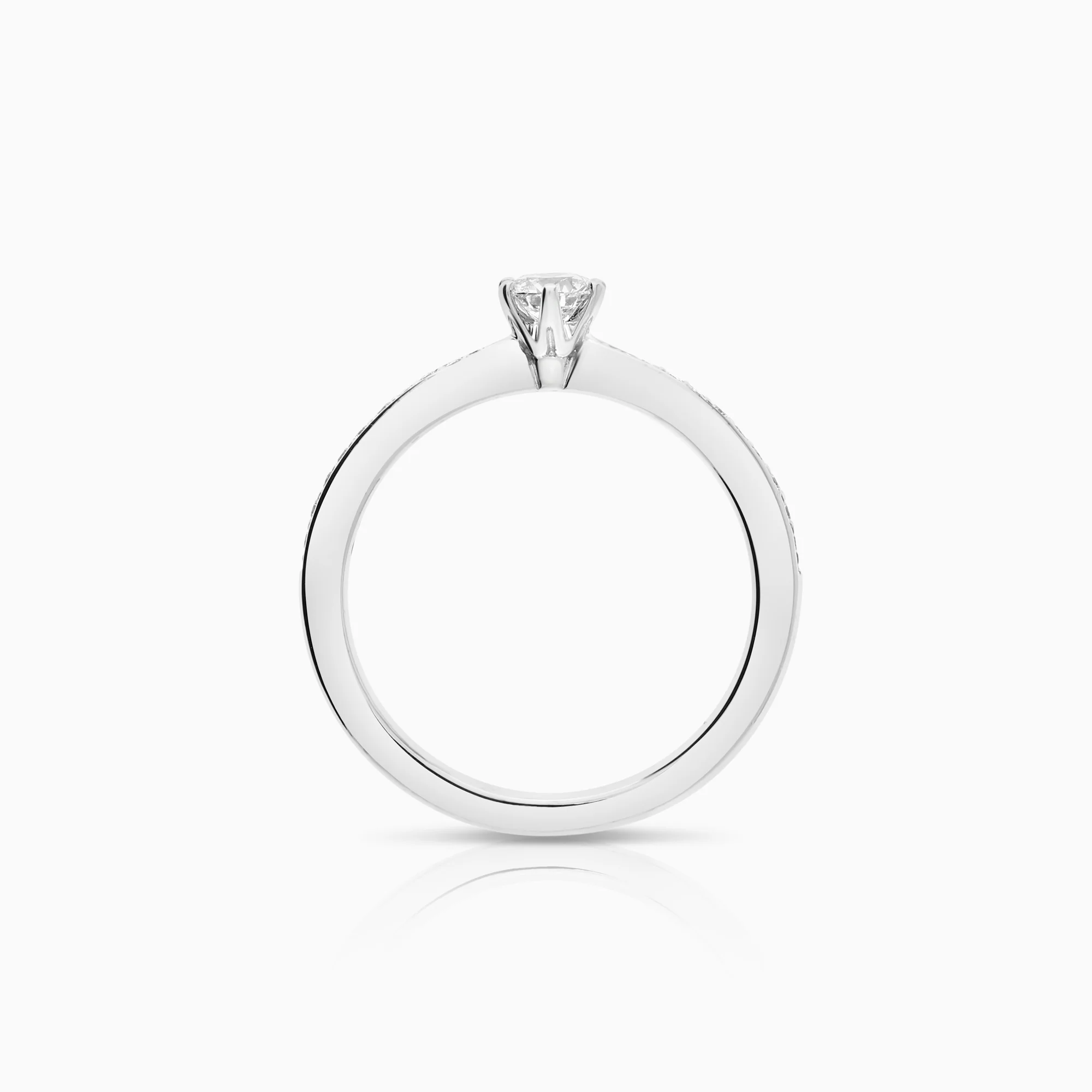 Side-stone ring in 18K white gold - Image 2