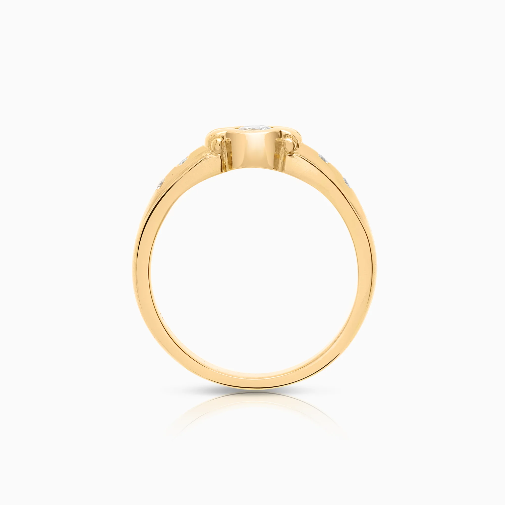 Side stone ring 0.14ct 18K yellow gold - Image 2
