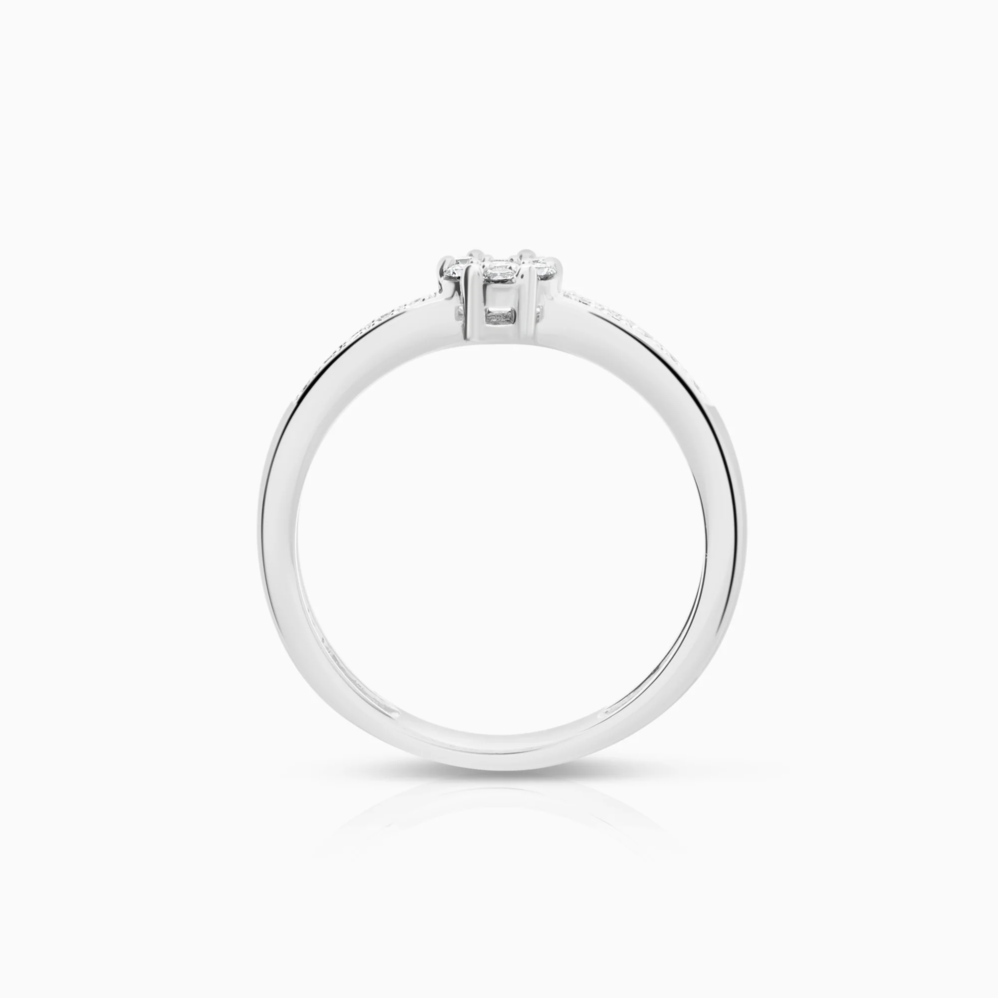 Side-stone ring 0.15ct 18K white gold - Image 2