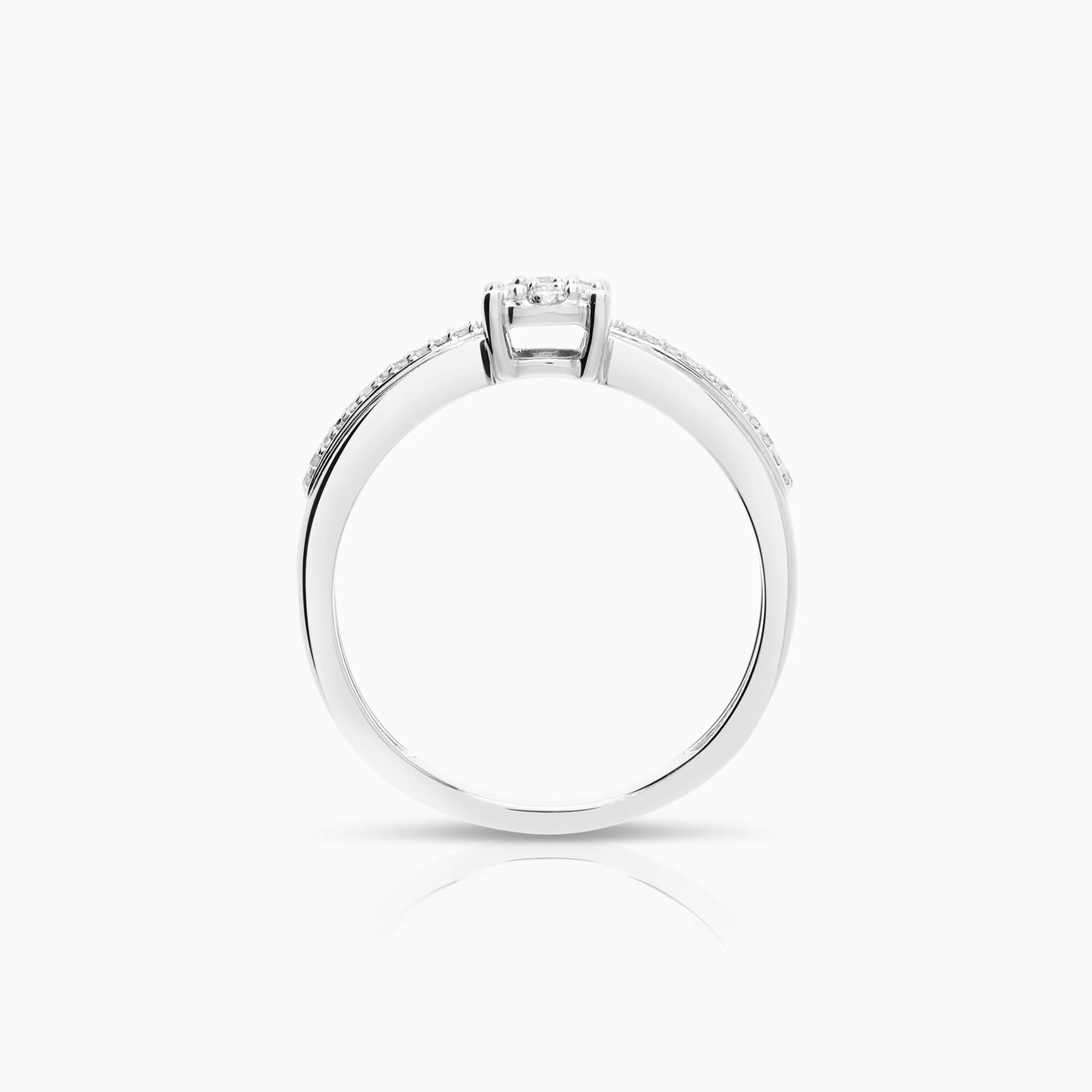 Side-stone ring 0.15ct 18K white gold - Image 2