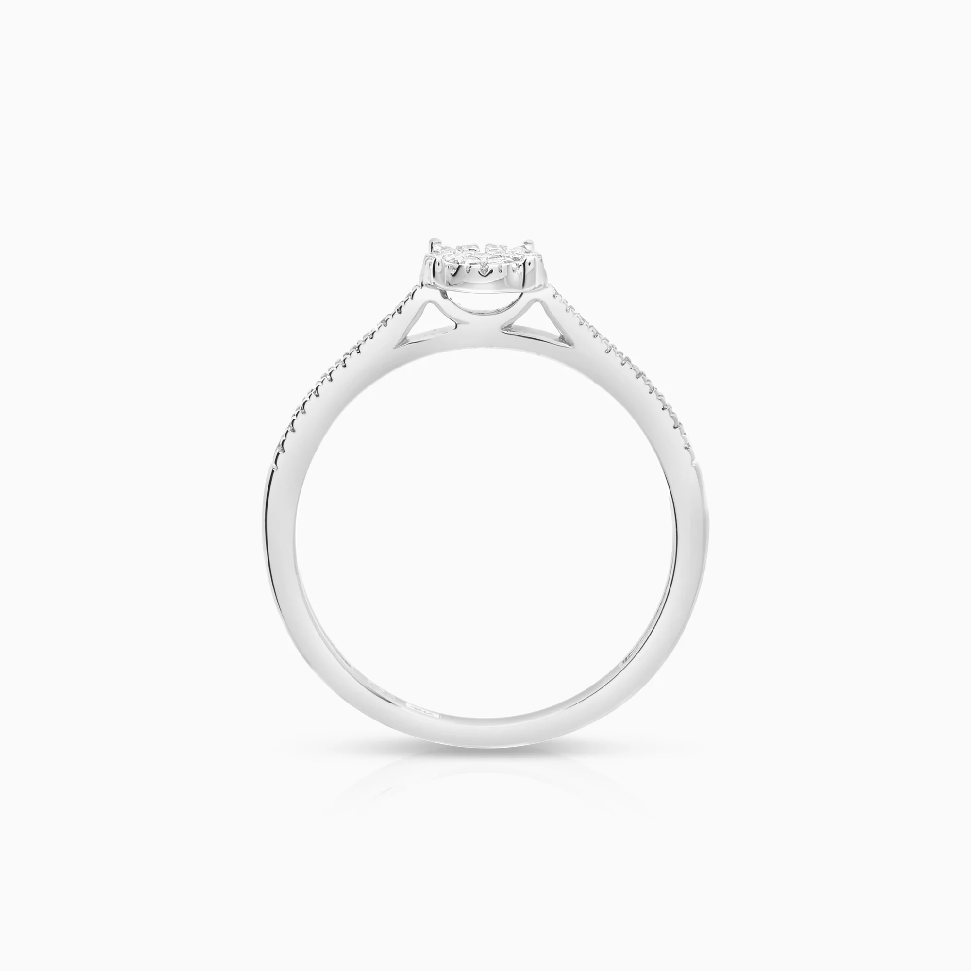 Side-stone ring 0.15ct 18K white gold - Image 2