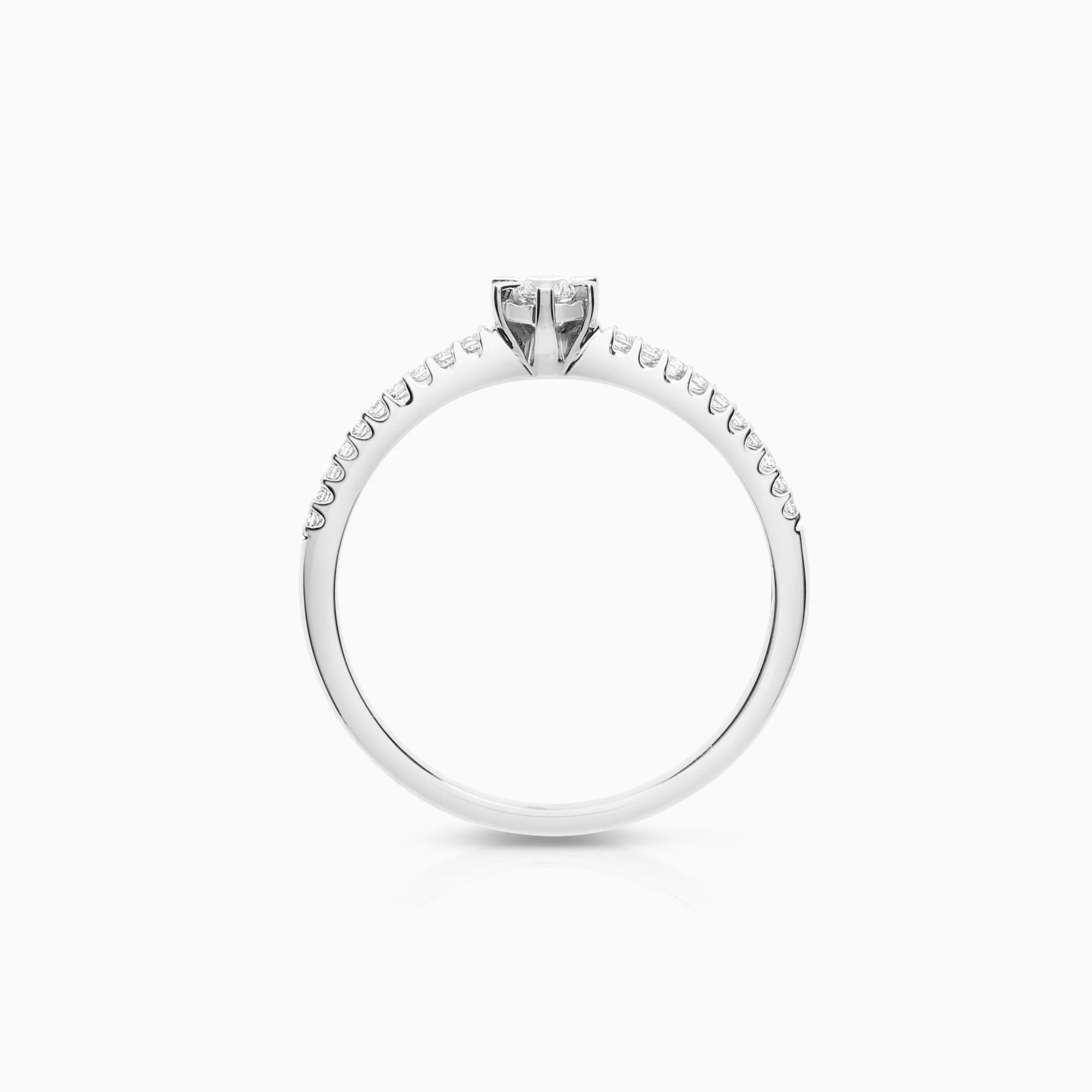Side-stone ring 0.15ct 18K white gold - Image 2