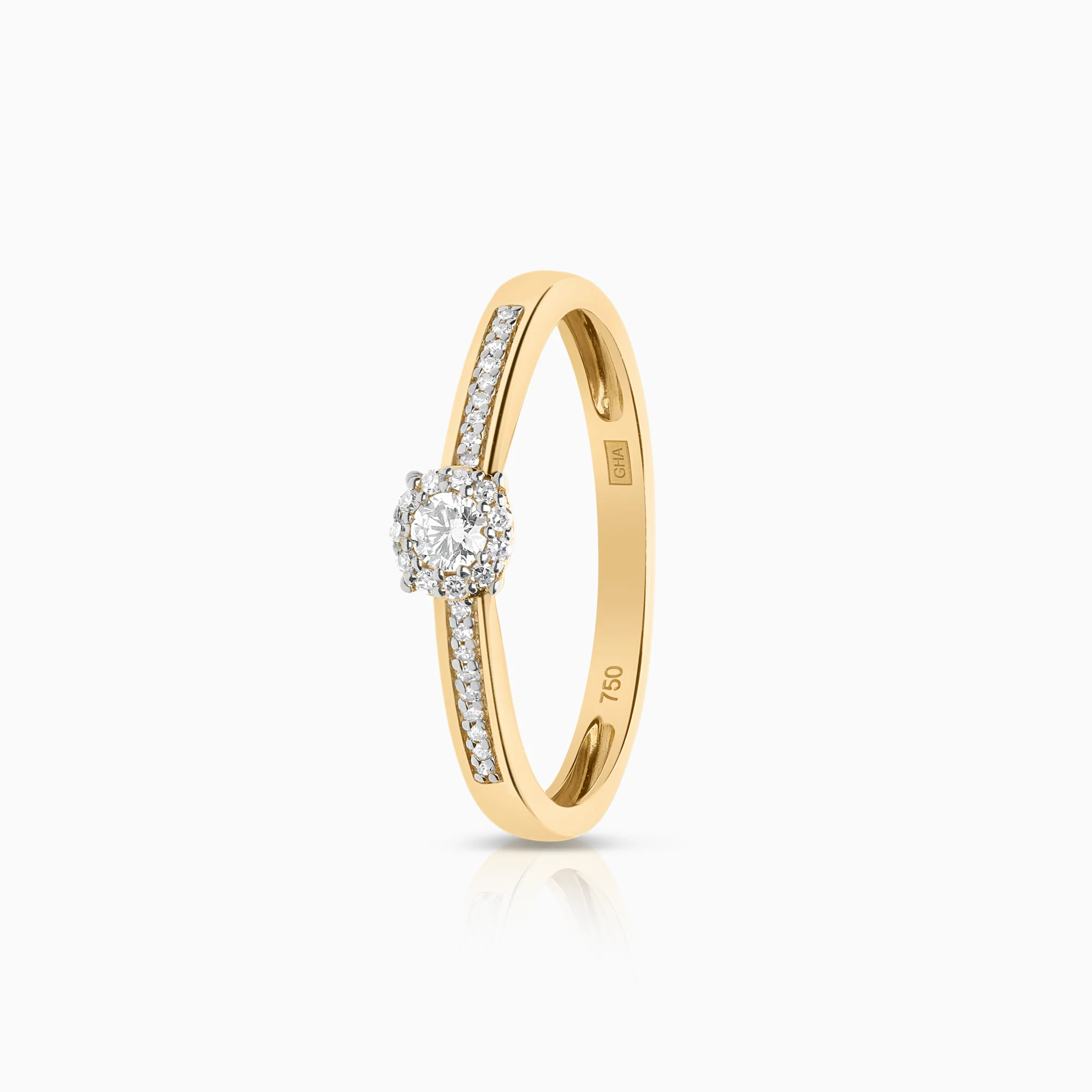 Side-stone ring 0.20ct 18K gold