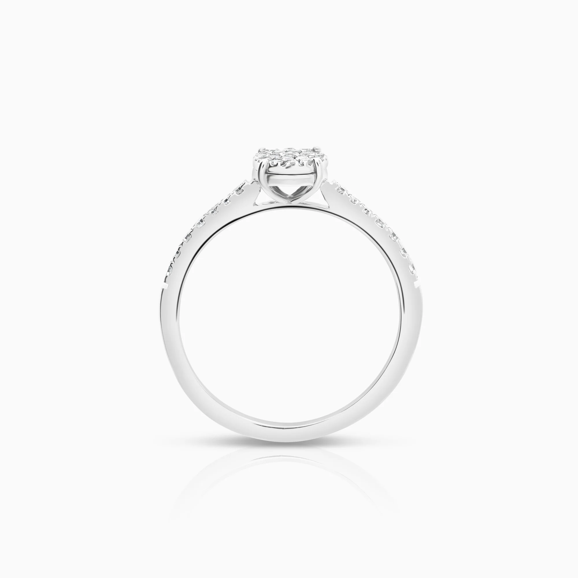 Side stone ring 0.20ct 18K white gold - Image 2