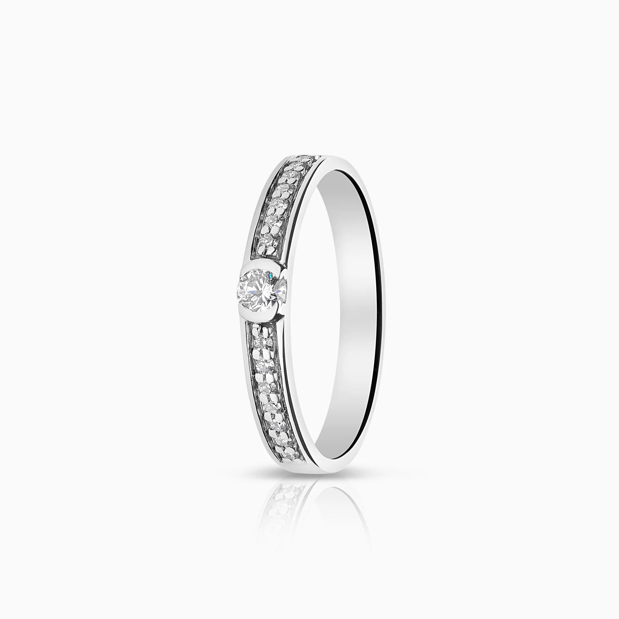 Side Stone Ring 0.21ct 18K White Gold