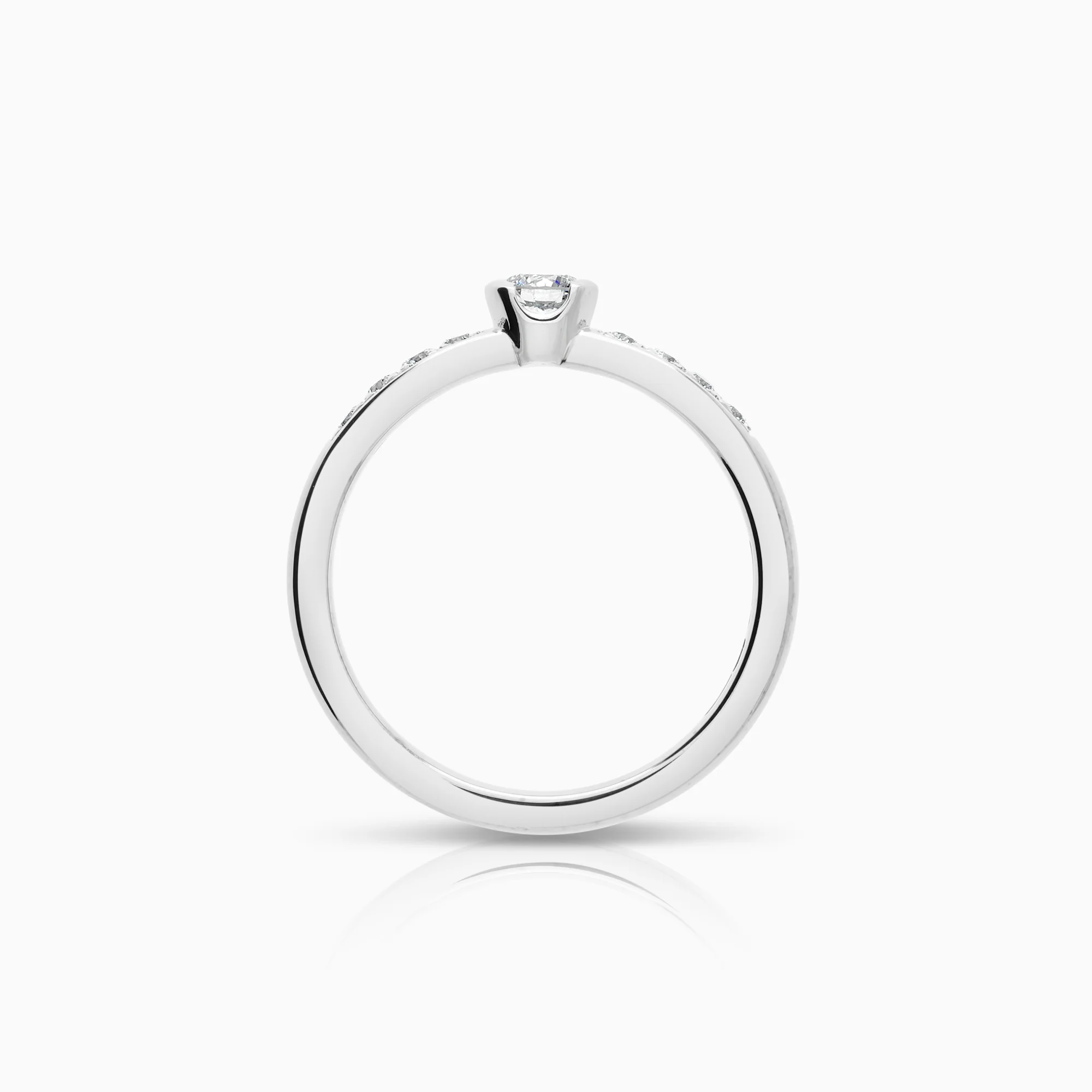 Side stone ring 0.30ct 18K white gold - Image 2