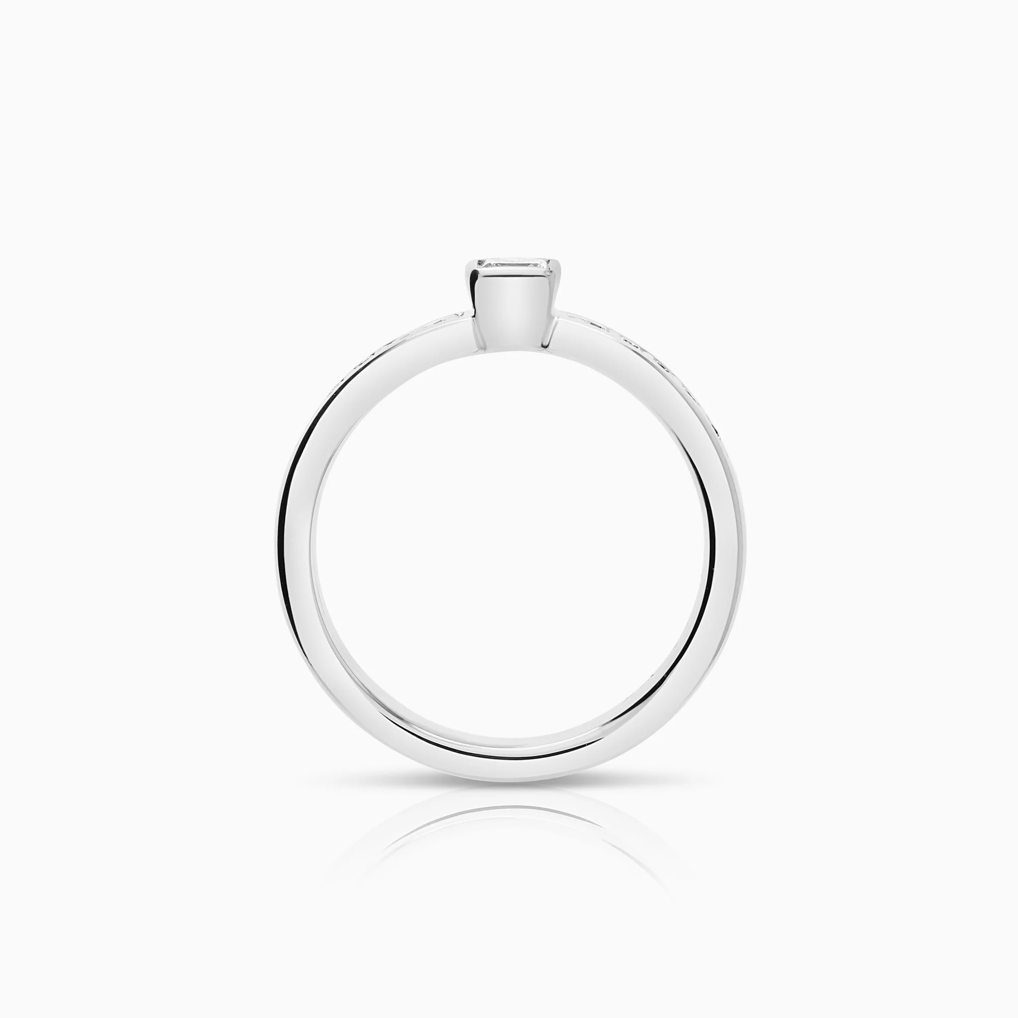 Side stone ring 0.30ct 18K white gold - Image 2