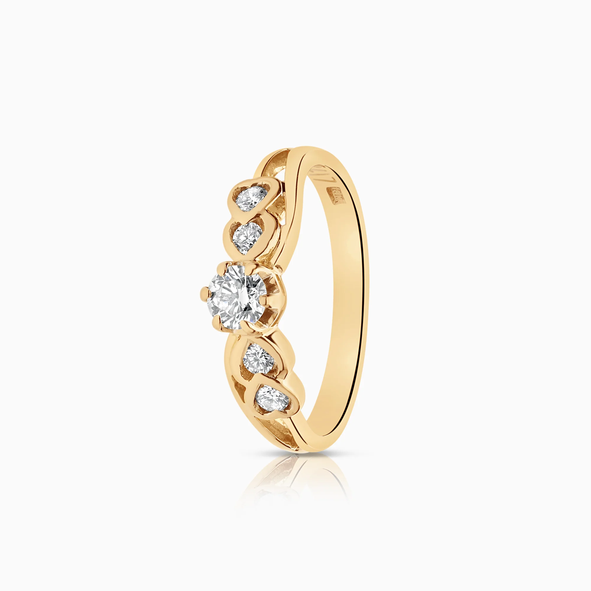 Side stone ring 0.32ct 18K gold