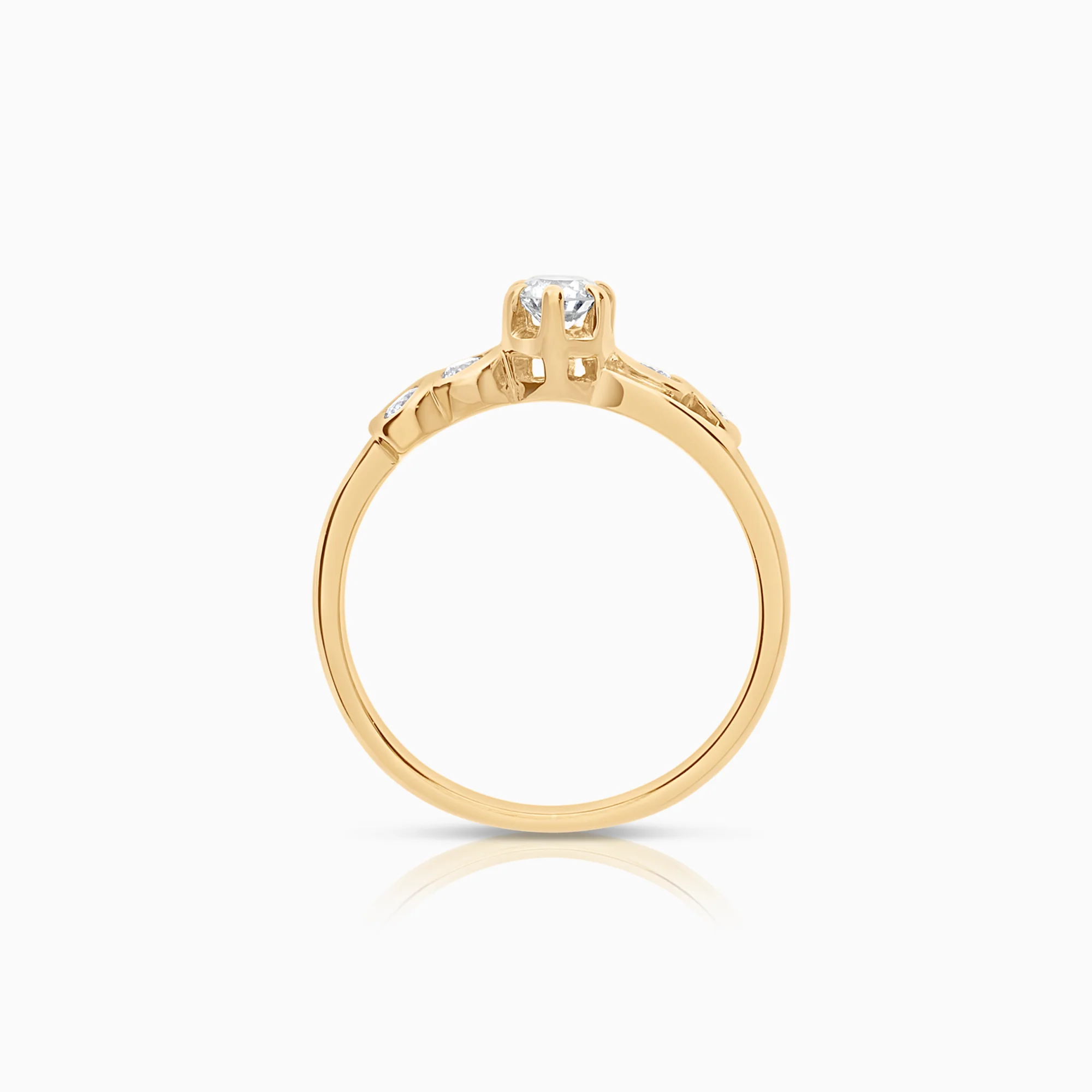 Side stone ring 0.32ct 18K gold - Image 2