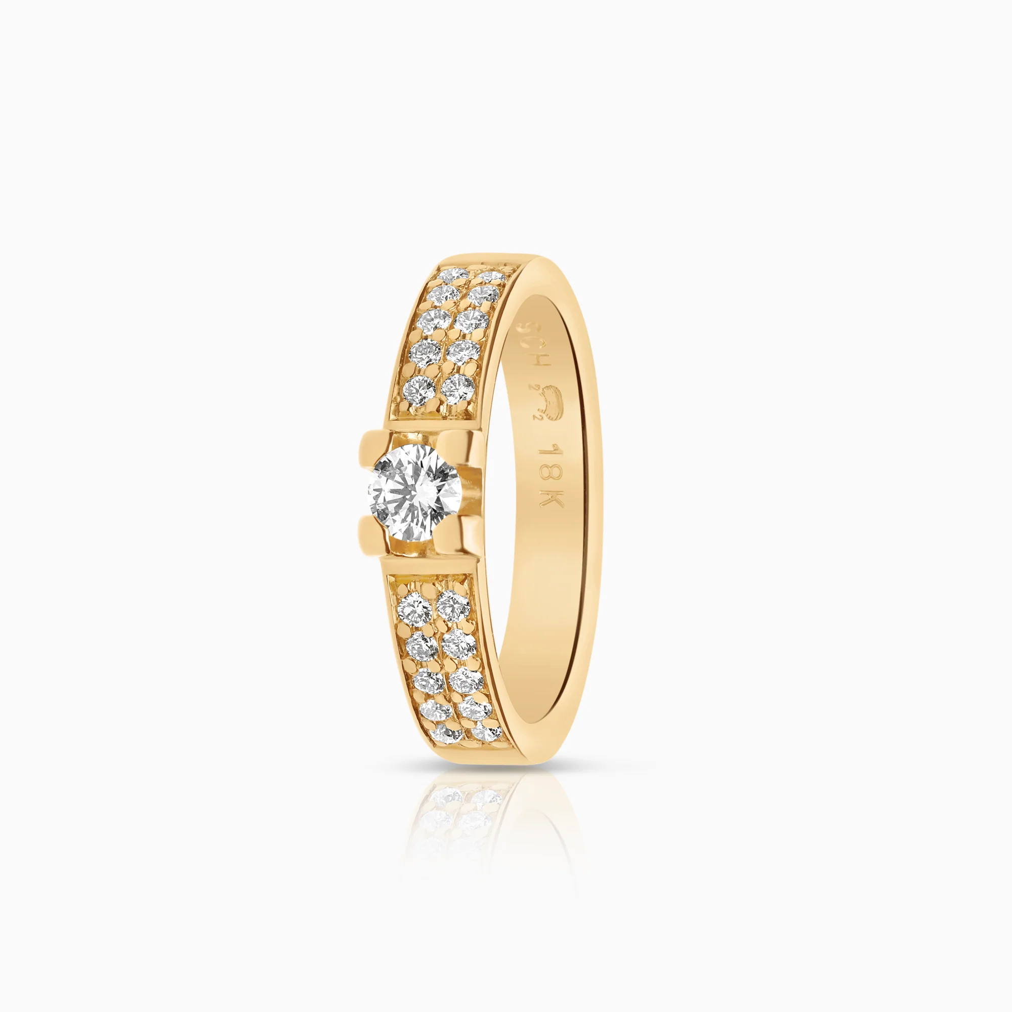 Side-stone ring 0.35ct 18K gold