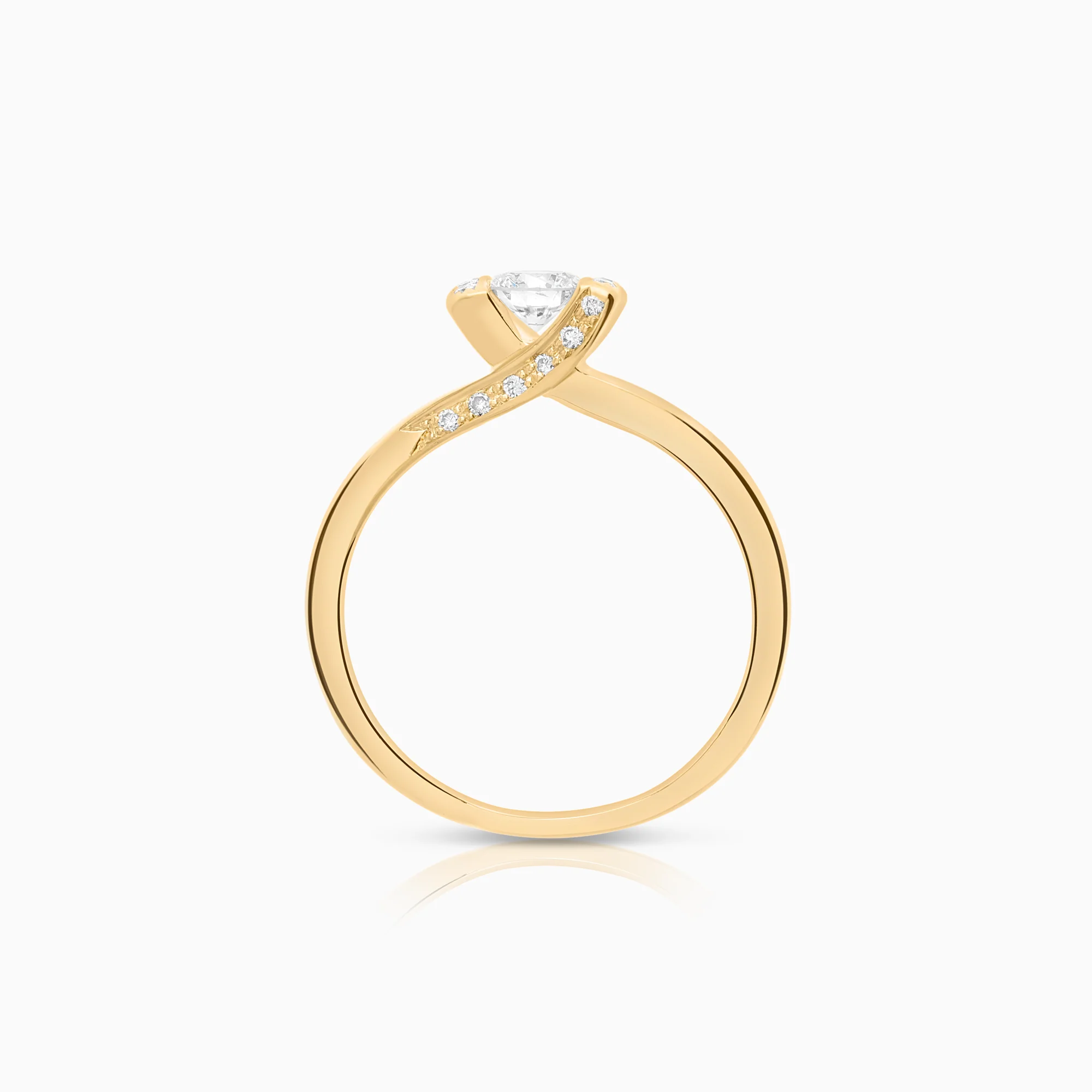 Side stone ring 0.38ct 18K yellow gold - Image 2