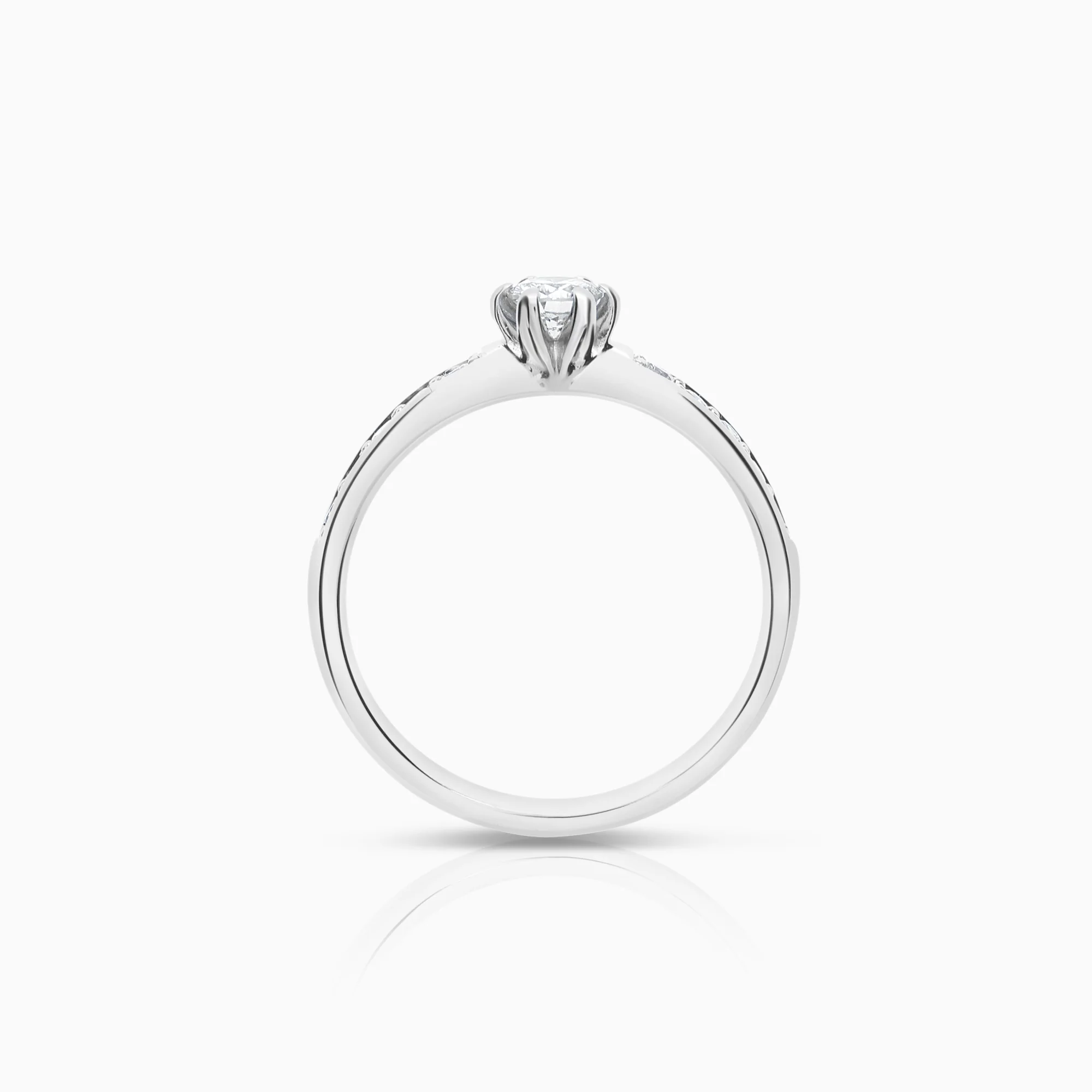 Side-stone ring 0.38ct 18K white gold - Image 2