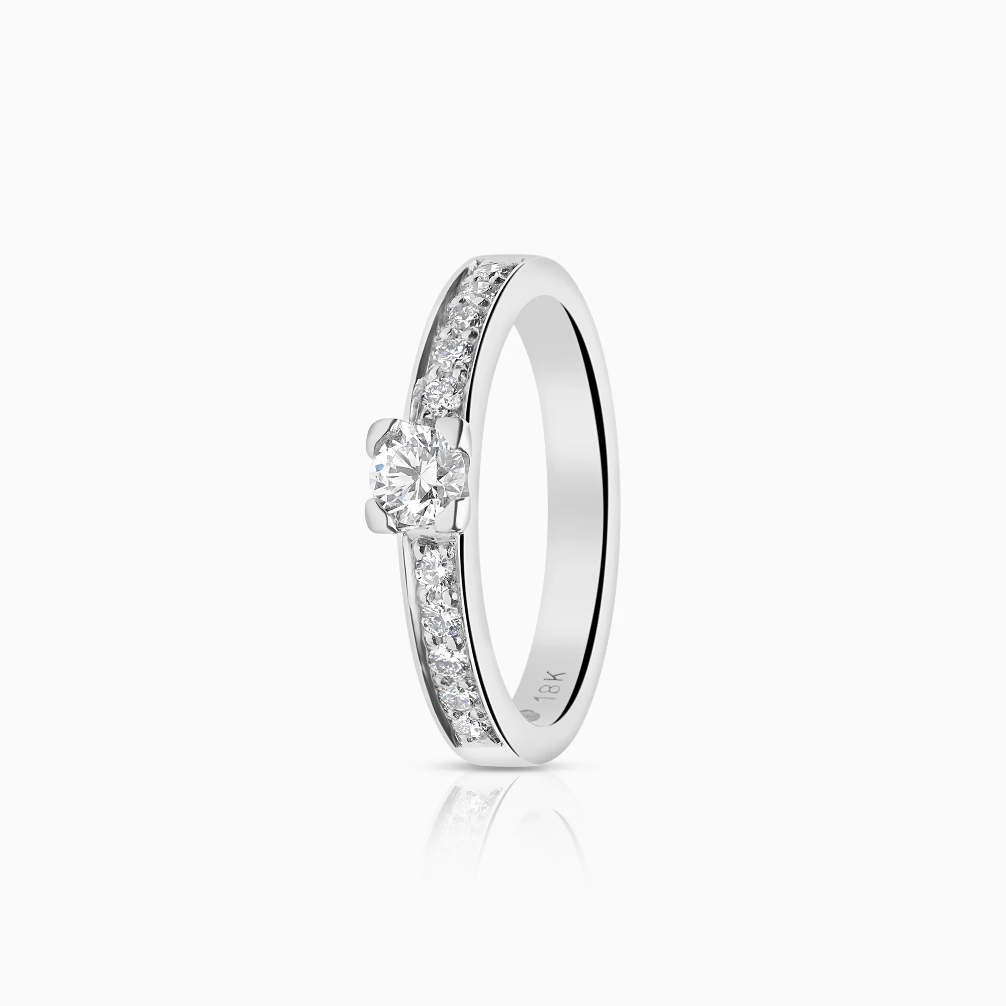 Side-stone ring 0.45 ct 18K white gold