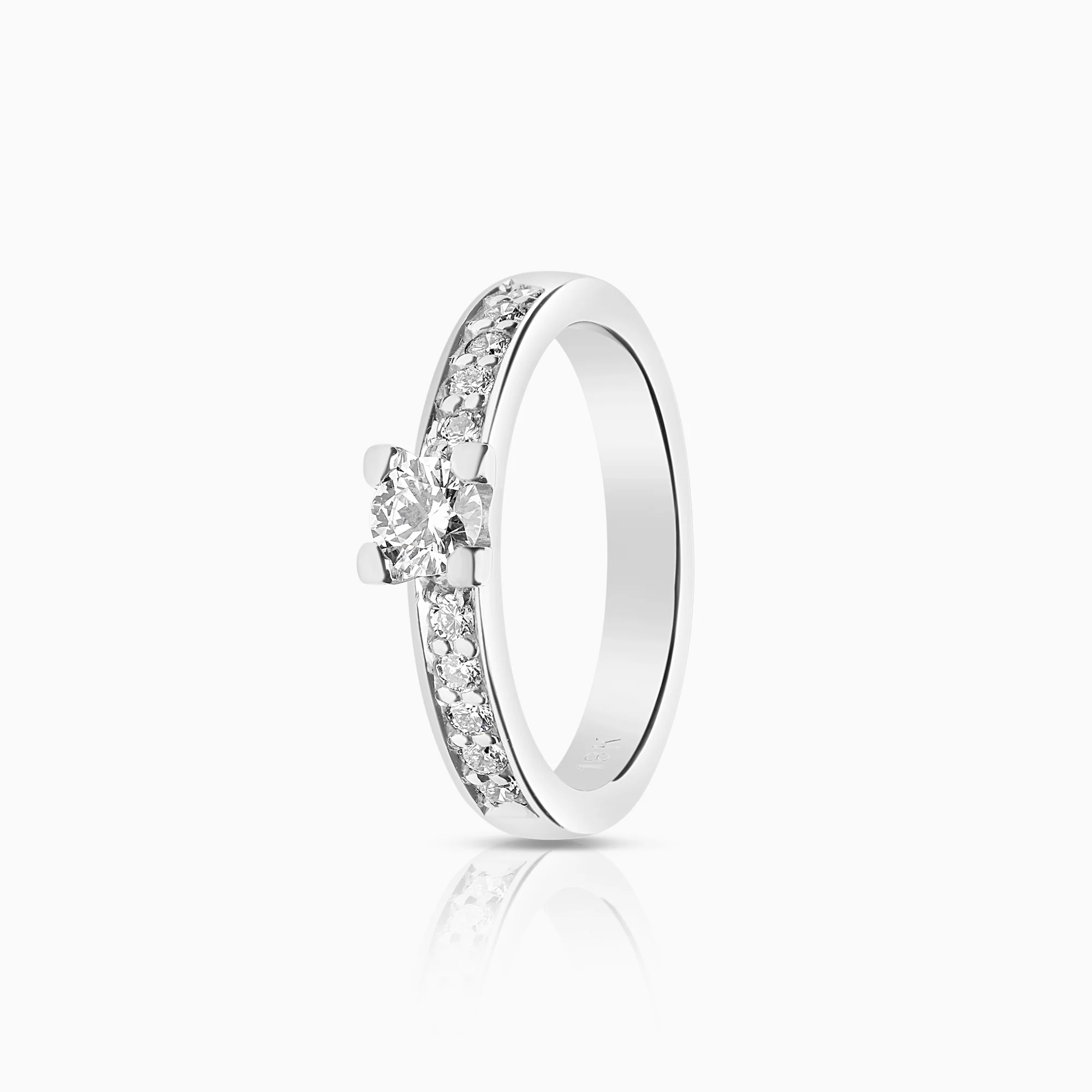 Side Stone Ring 0.45ct 18K White Gold