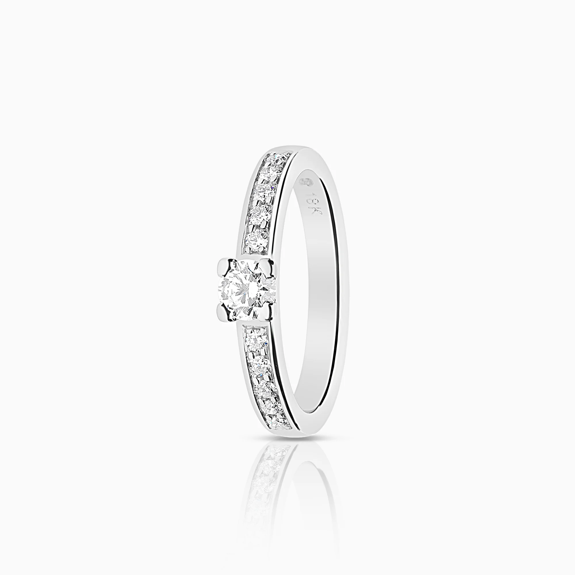 Side Stone Ring 0.45ct 18K White Gold