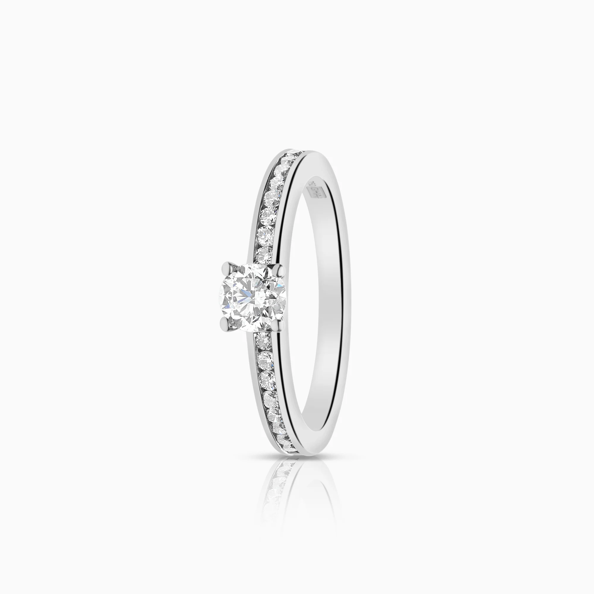 Side Stone Ring 0.45ct 18K White Gold