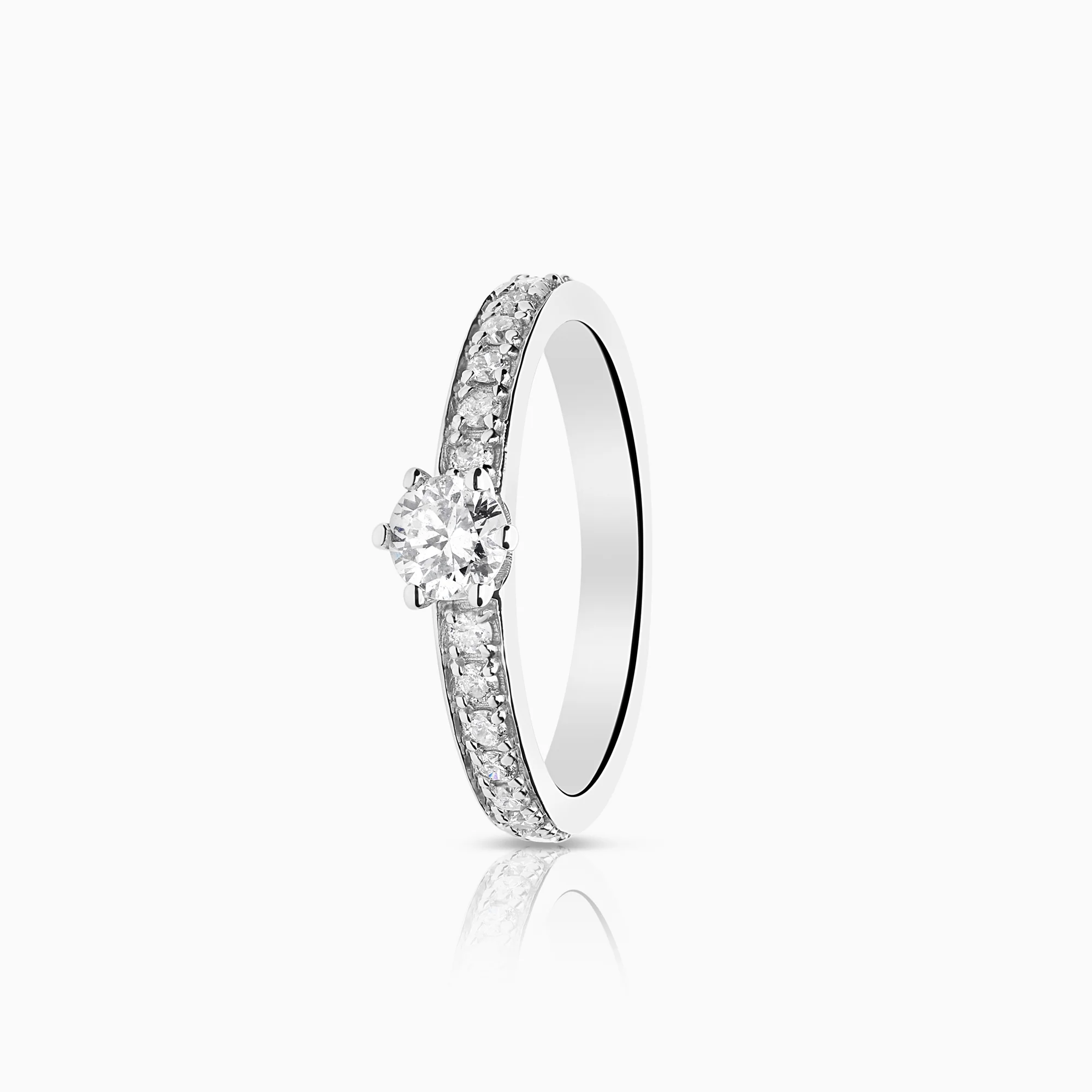 Side-stone ring 0.50ct 18K white gold