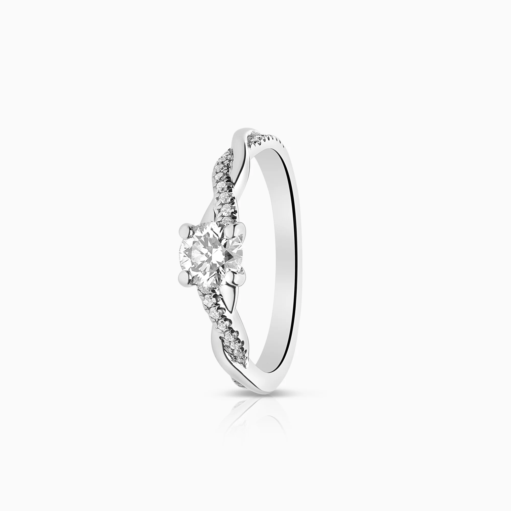 Side stone ring 0.53ct 18K white gold