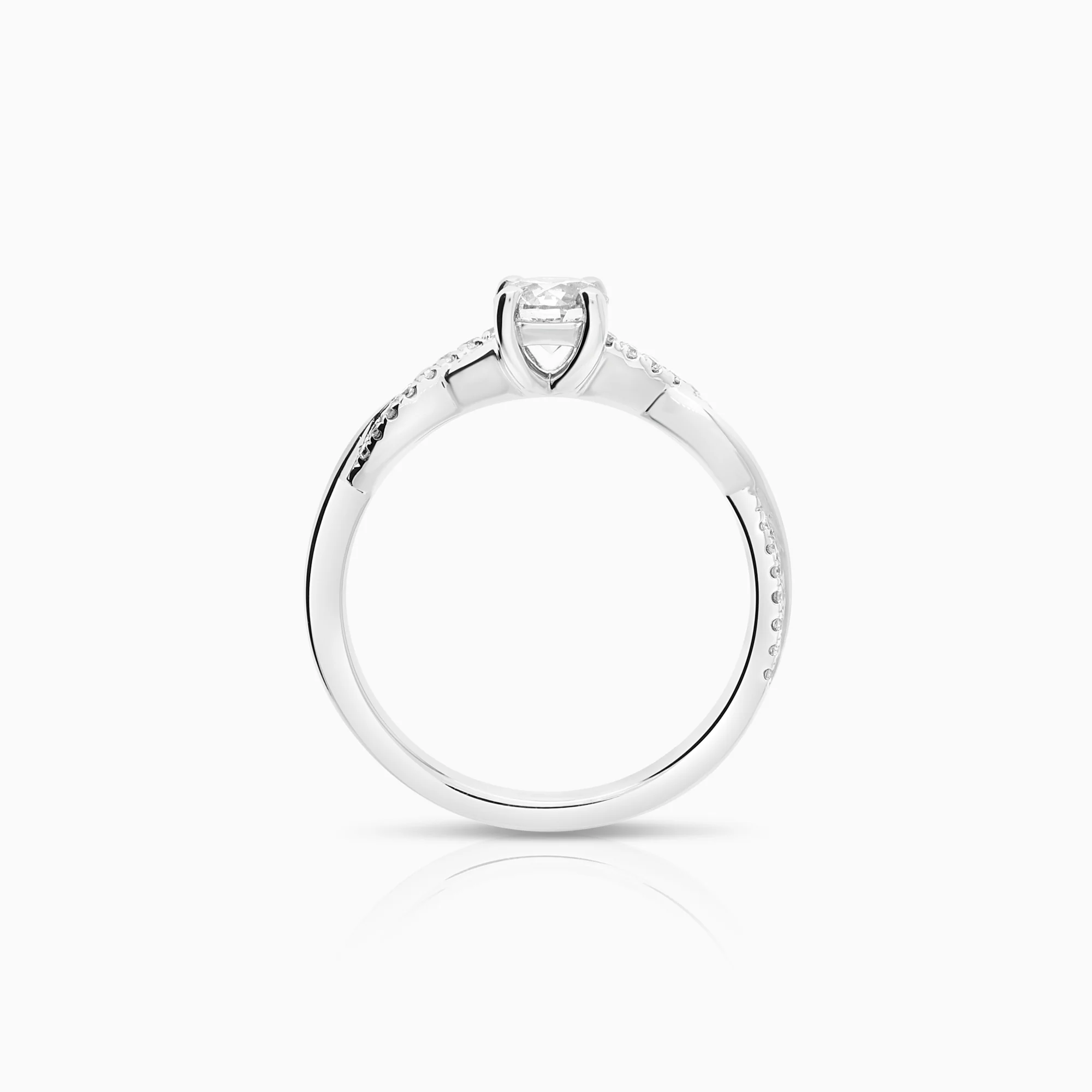 Side stone ring 0.53ct 18K white gold - Image 2