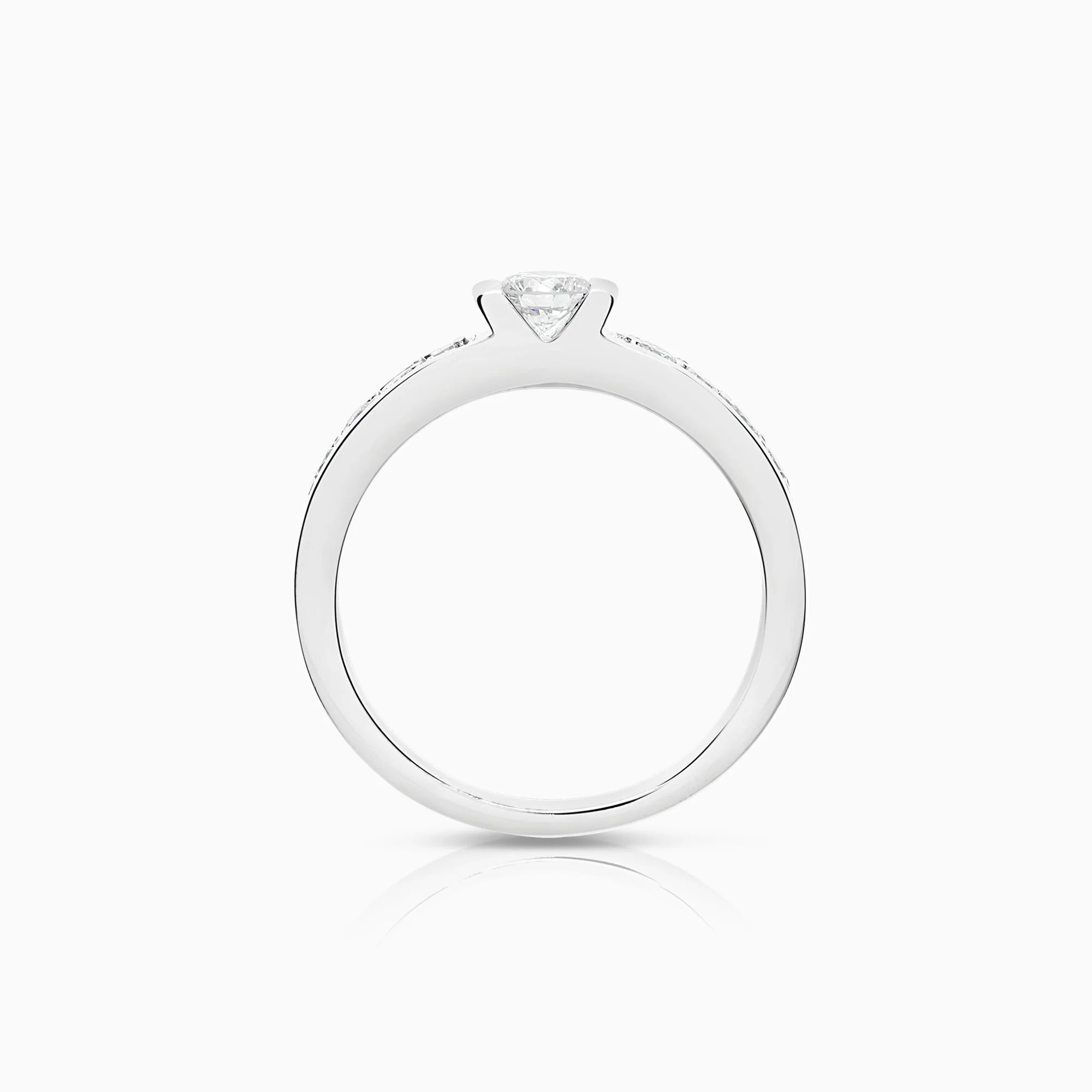 Side stone ring 0.55ct 18K white gold - Image 2